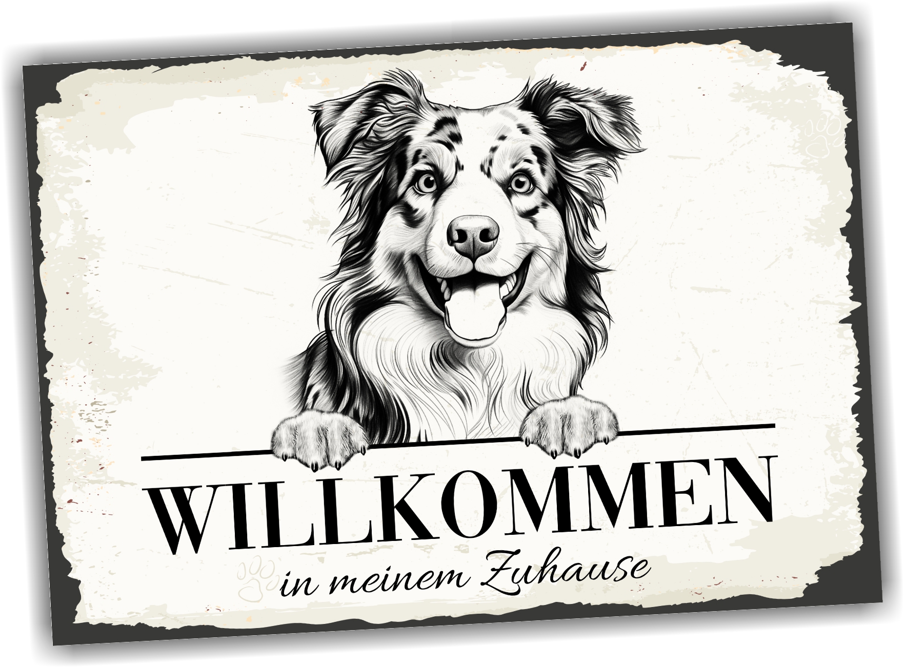 Hundeschild Willkommen Zuhause Aussie Terrier Schild Achtung Zaun Frau Spruch Türschild Hundeschild Warnschild  Design by Siviwonder