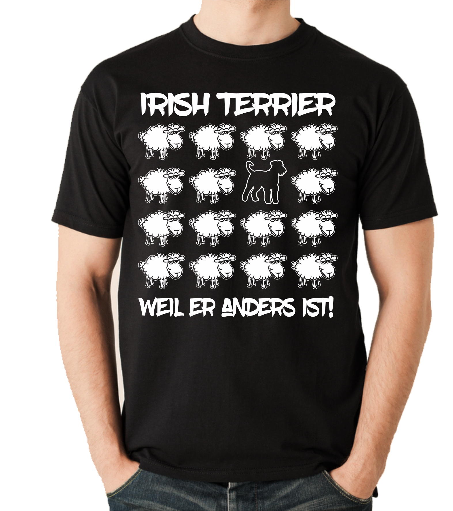 IRISH TERRIER UNISEX T-SHIRT BLACK SHEEP by SIVIWONDER