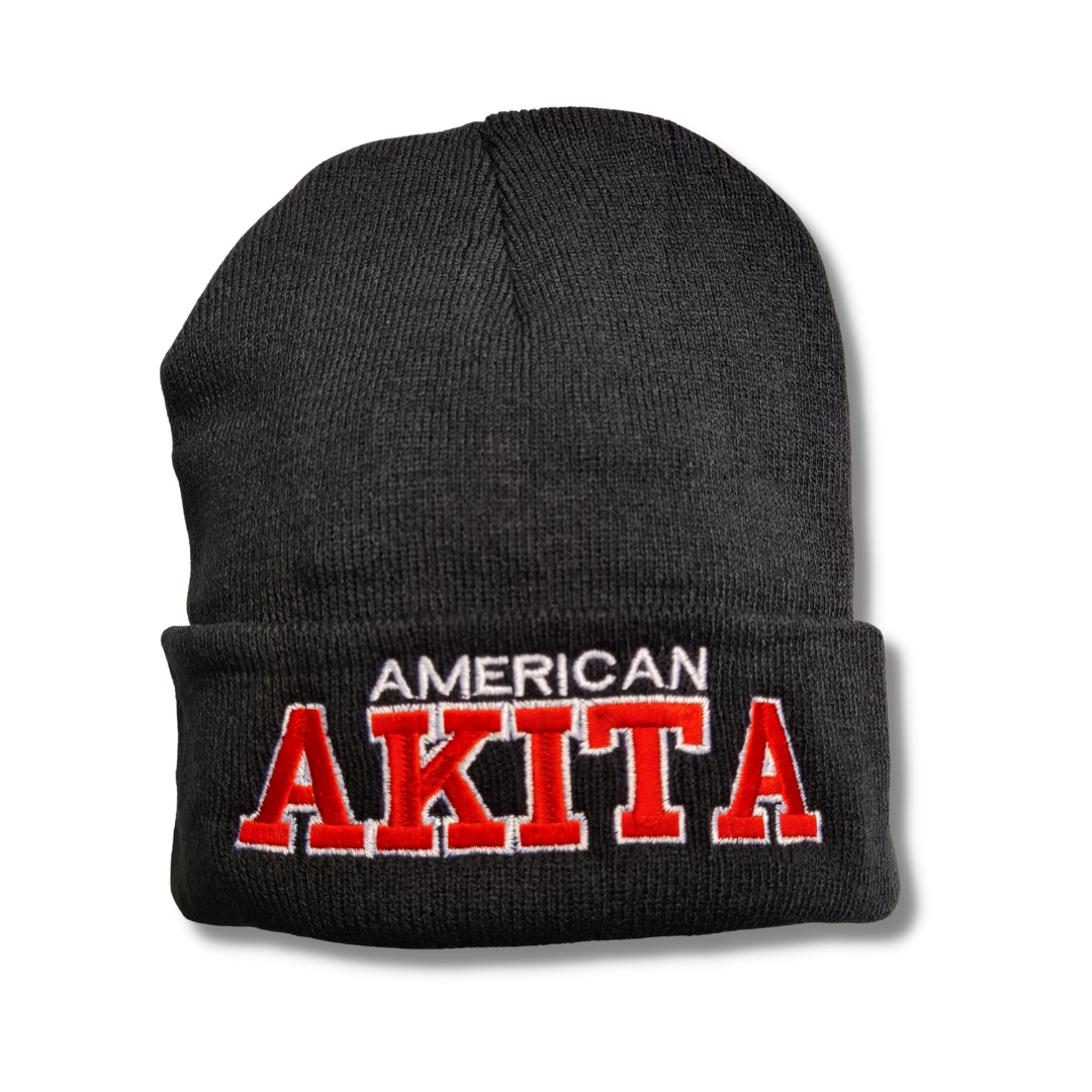 Strickmütze AMERICAN AKITA Dogo Beanie Mütze Stickerei Hund Winter Gassi Warm