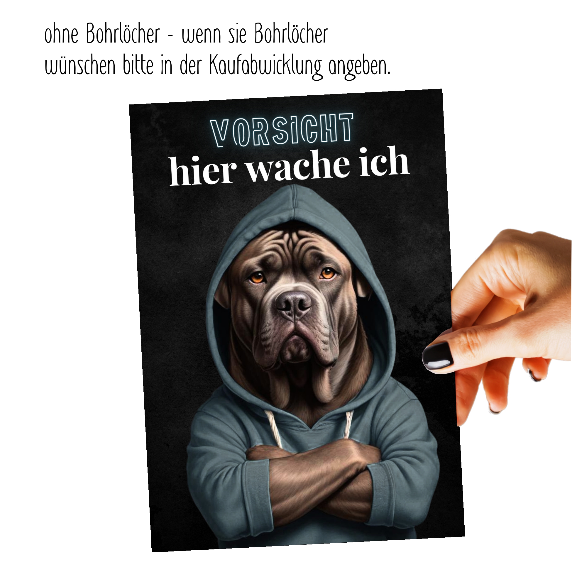 Hundeschild Schild Vorsicht Cane Corso Dog Spruch Türschild Warnschild Hund hier wache ich
