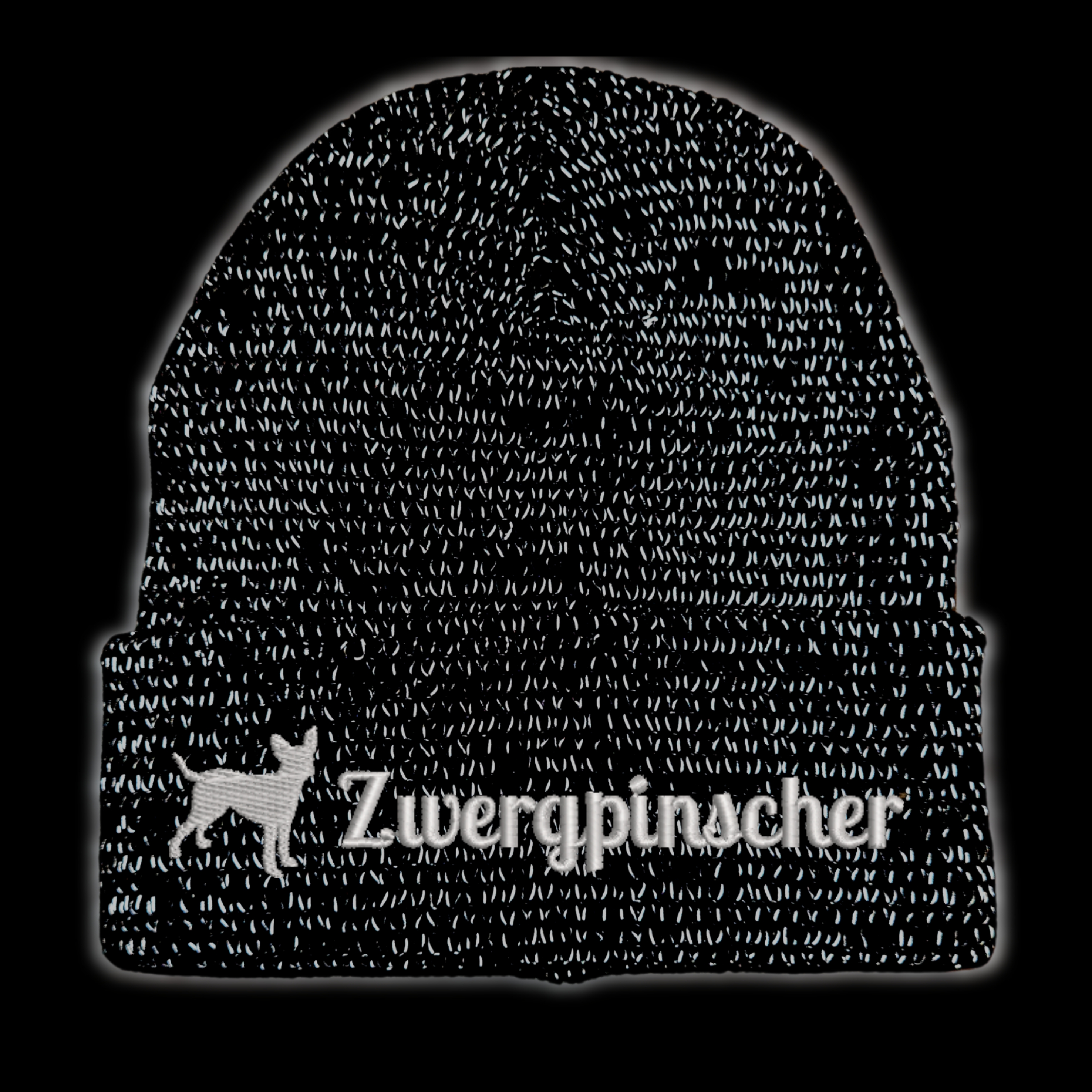 Zwergpinscher reflektierende Mütze Stickerei Hund Winter Strickmütze reflex Beanie warm