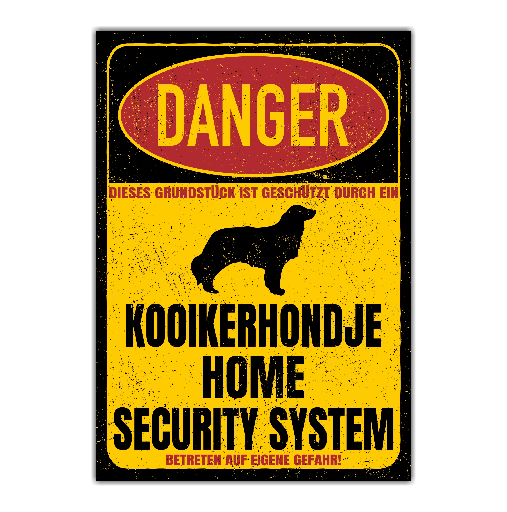 Kooikerhondje Kooiker Dog Türschild Danger Security System Warnschild Hund Schilder Hundeschild