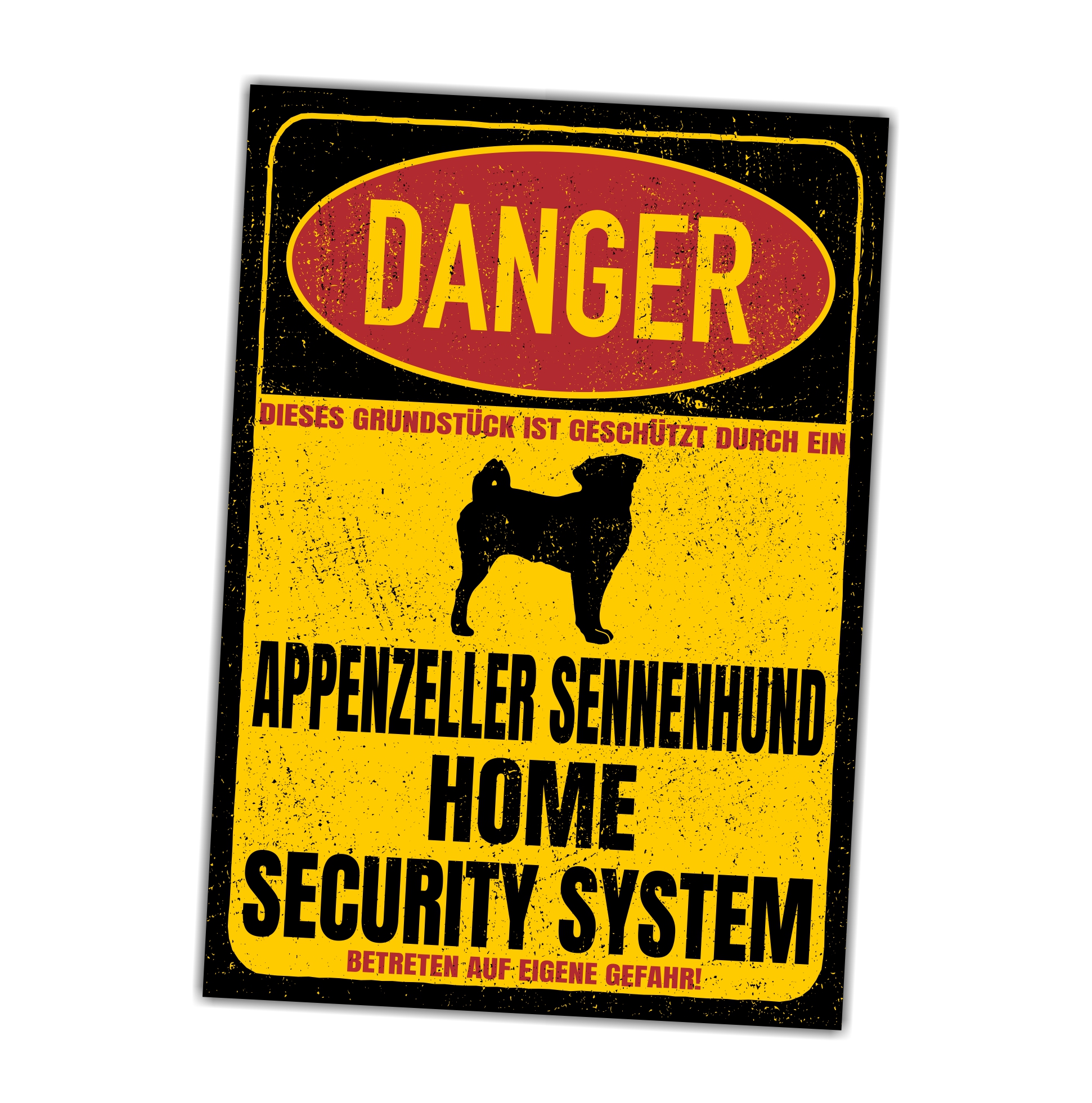 Appenzeller Sennenhund Sennen Hund Schweiz Dog Türschild Danger Security System Warnschild Hund Schilder Hundeschild happy Design by Siviwonder