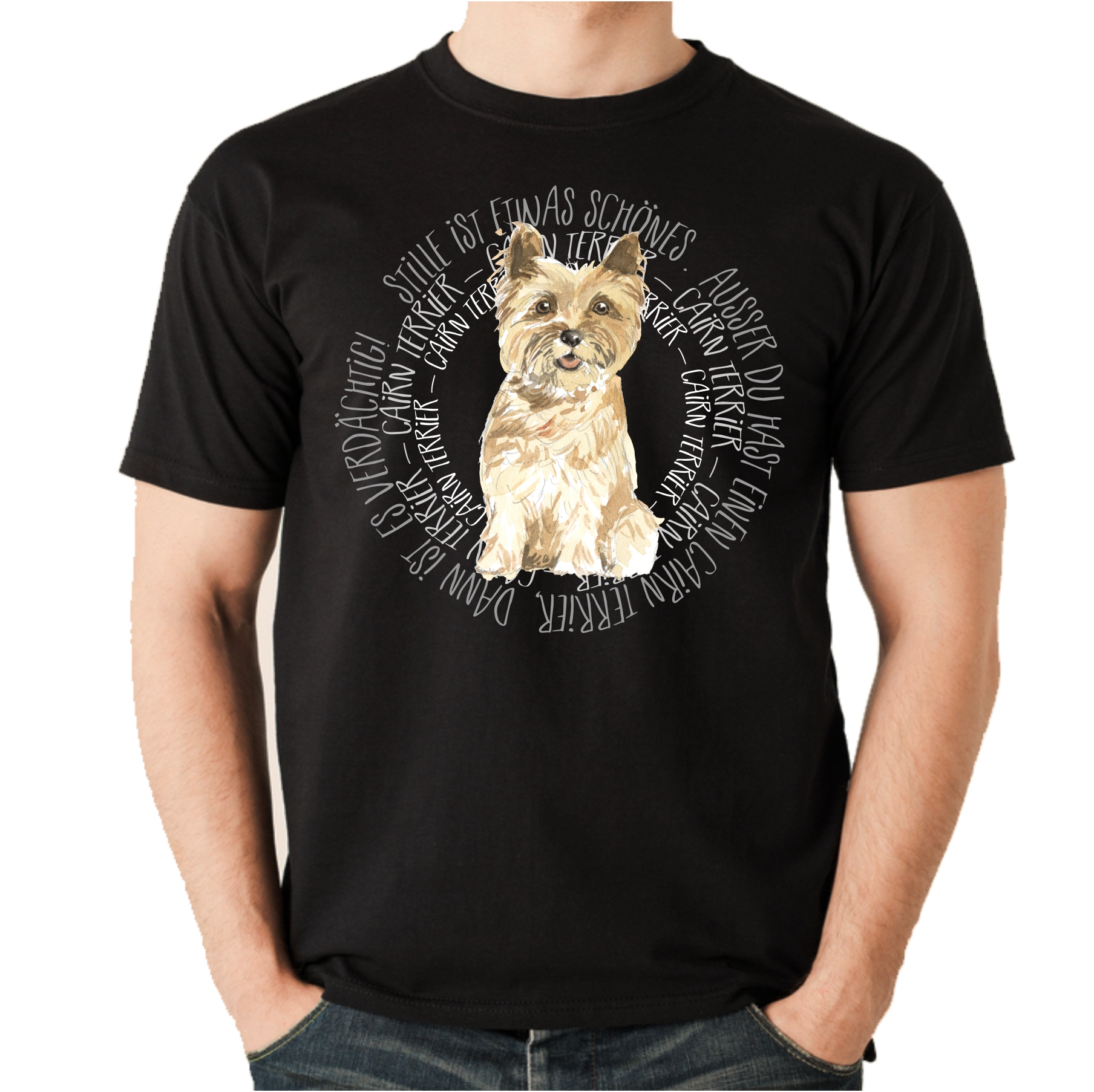 CAIRN TERRIER UNISEX T-SHIRT CIRCLE Watercolor by SIVIWONDER