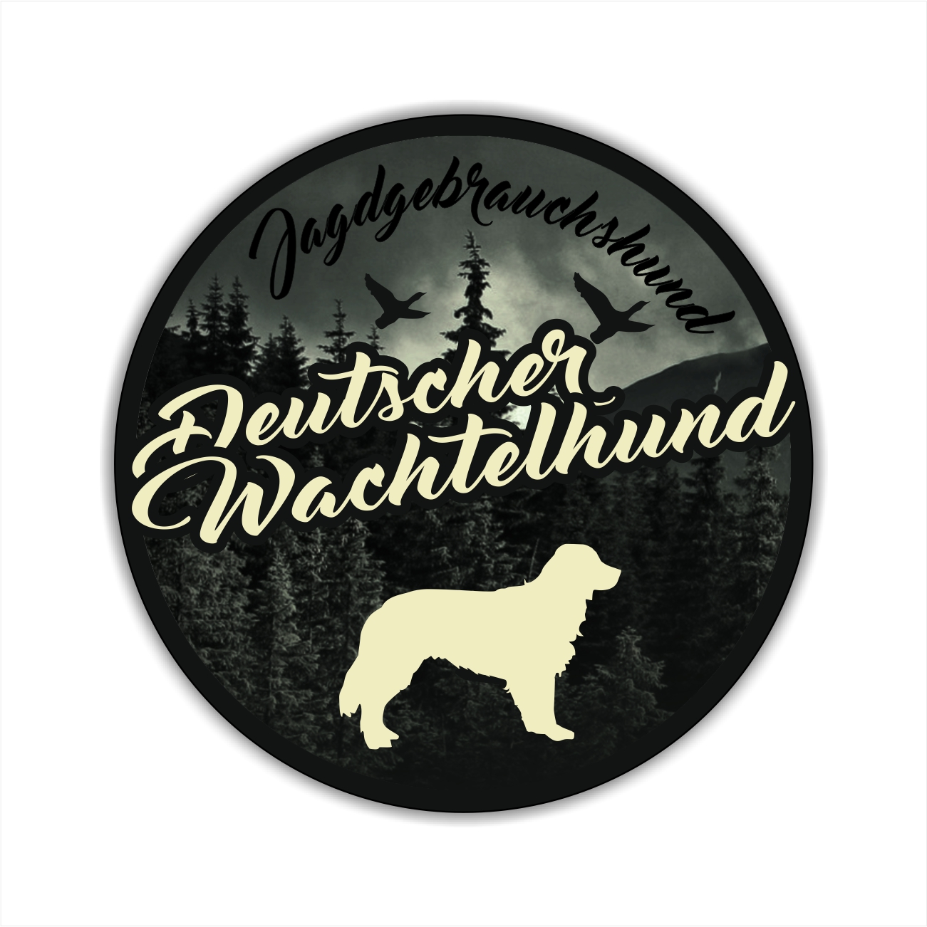 Deutscher Wachtelhund Wachtel Heidewachtel Jagdhund Jäger Westfälische Bracke Jagdhund Aufkleber Digitaldruck Motiv