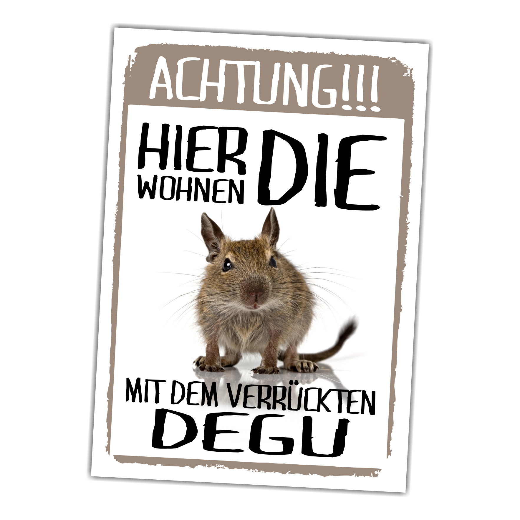 Hier wohnen die ... mit dem Verrückten Degu  Türschild Warnschild Spruch Schild happy Design by Siviwonder