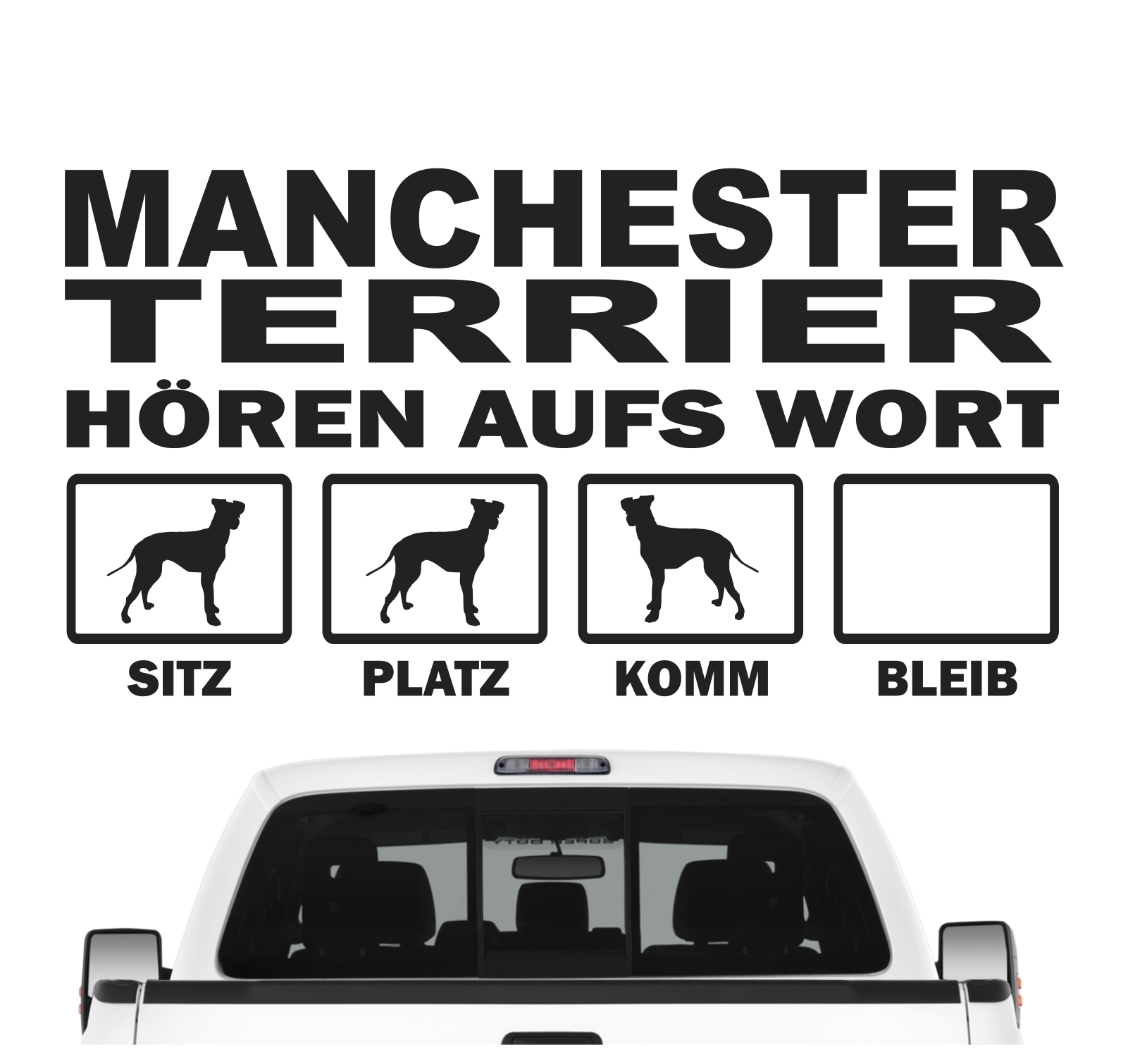 Manchester Terrier Black ant Tan Terrier Hört aufs Wort Hunde Aufkleber Sticker Autoaufkleber Wandtattoo Tattoo