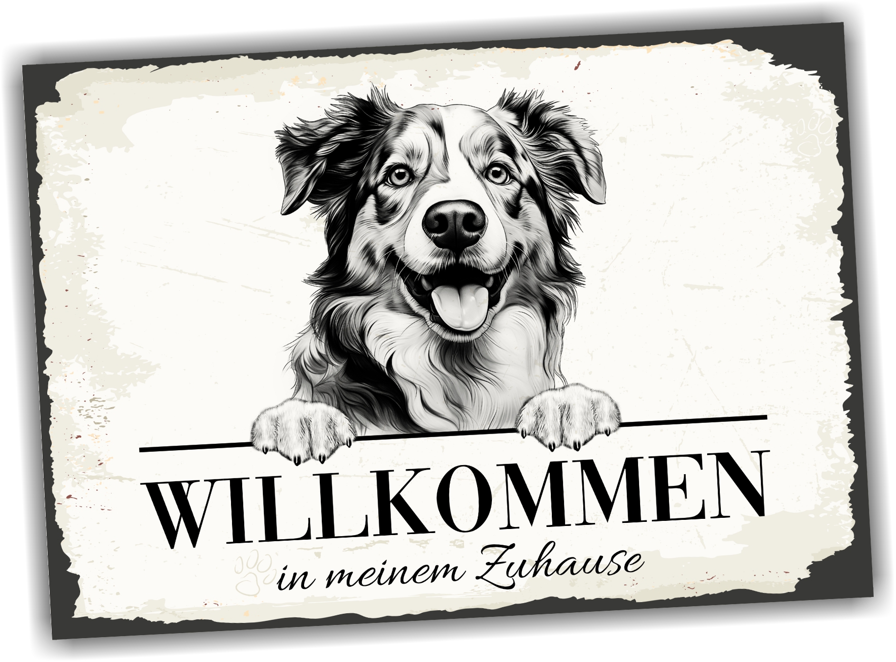 Hundeschild Willkommen Zuhause Aussie Terrier Schild Achtung Zaun Frau Spruch Türschild Hundeschild Warnschild  Design by Siviwonder
