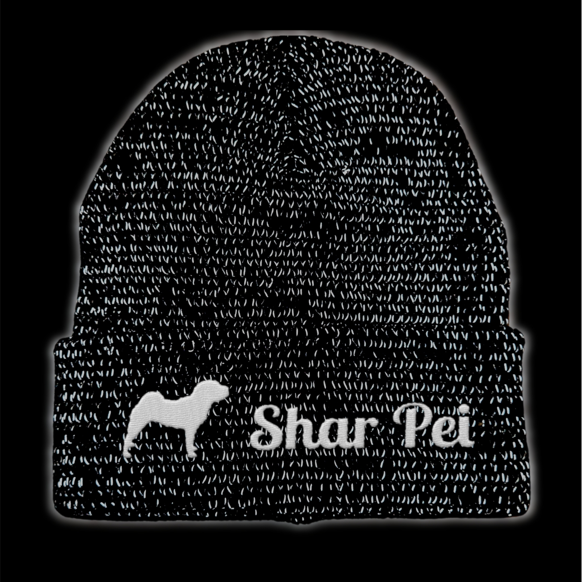 Shar Pei reflektierende Mütze Stickerei Hund Winter Strickmütze reflex Beanie warm