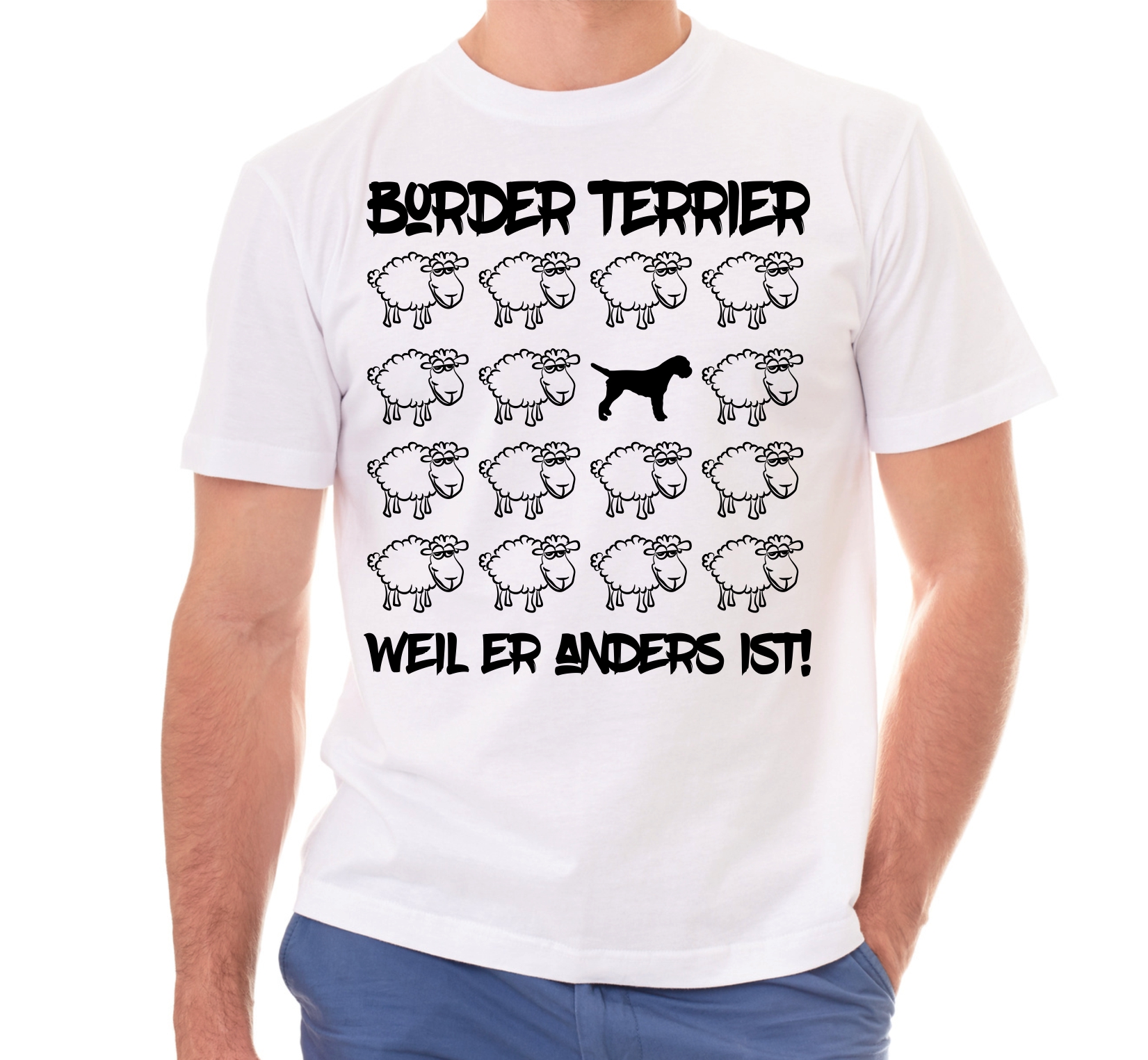 BORDER TERRIER UNISEX T-SHIRT BLACK SHEEP by SIVIWONDER