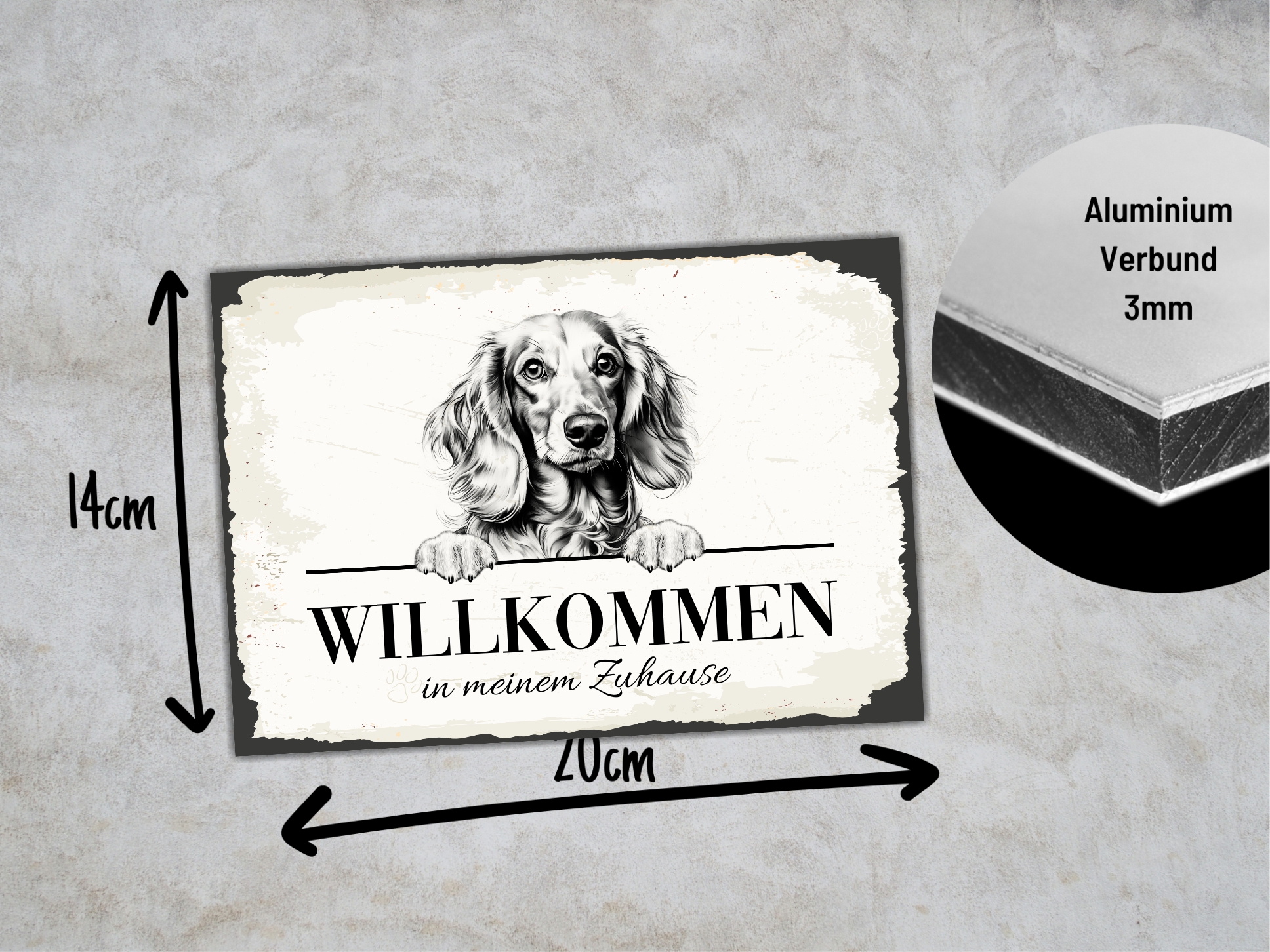 Hundeschild Willkommen Zuhause Dackel 1 Dog Schild Spruch Türschild  Warnschild