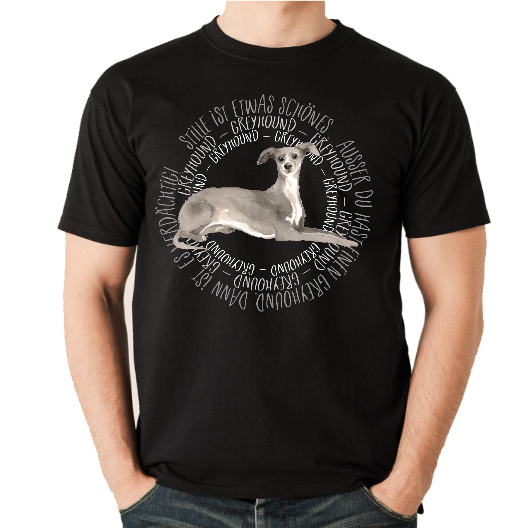 GREYHOUND UNISEX T-SHIRT CIRCLE Watercolor by SIVIWONDER