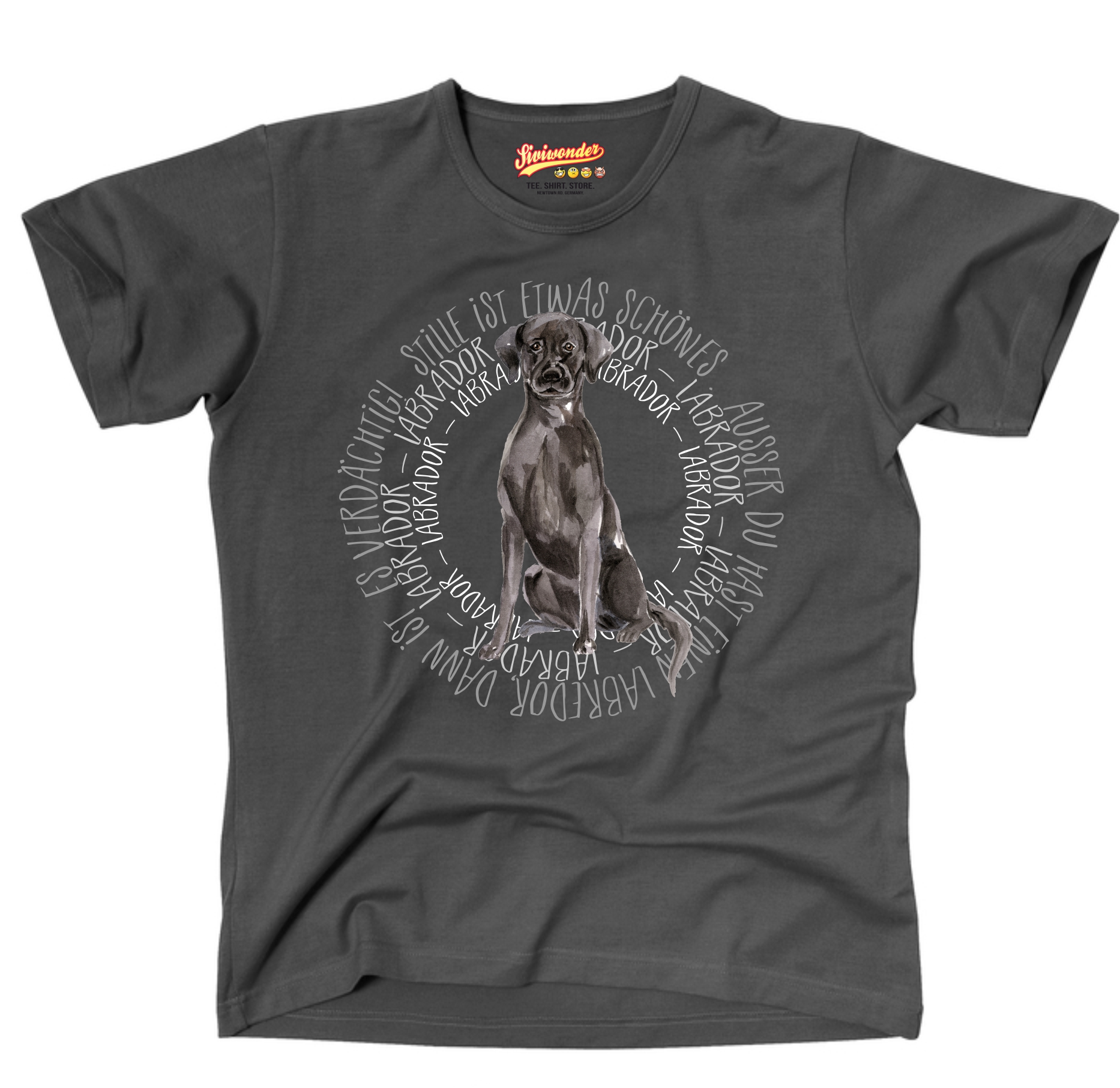 BLACK LABRADOR UNISEX T-SHIRT CIRCLE Watercolor by SIVIWONDER