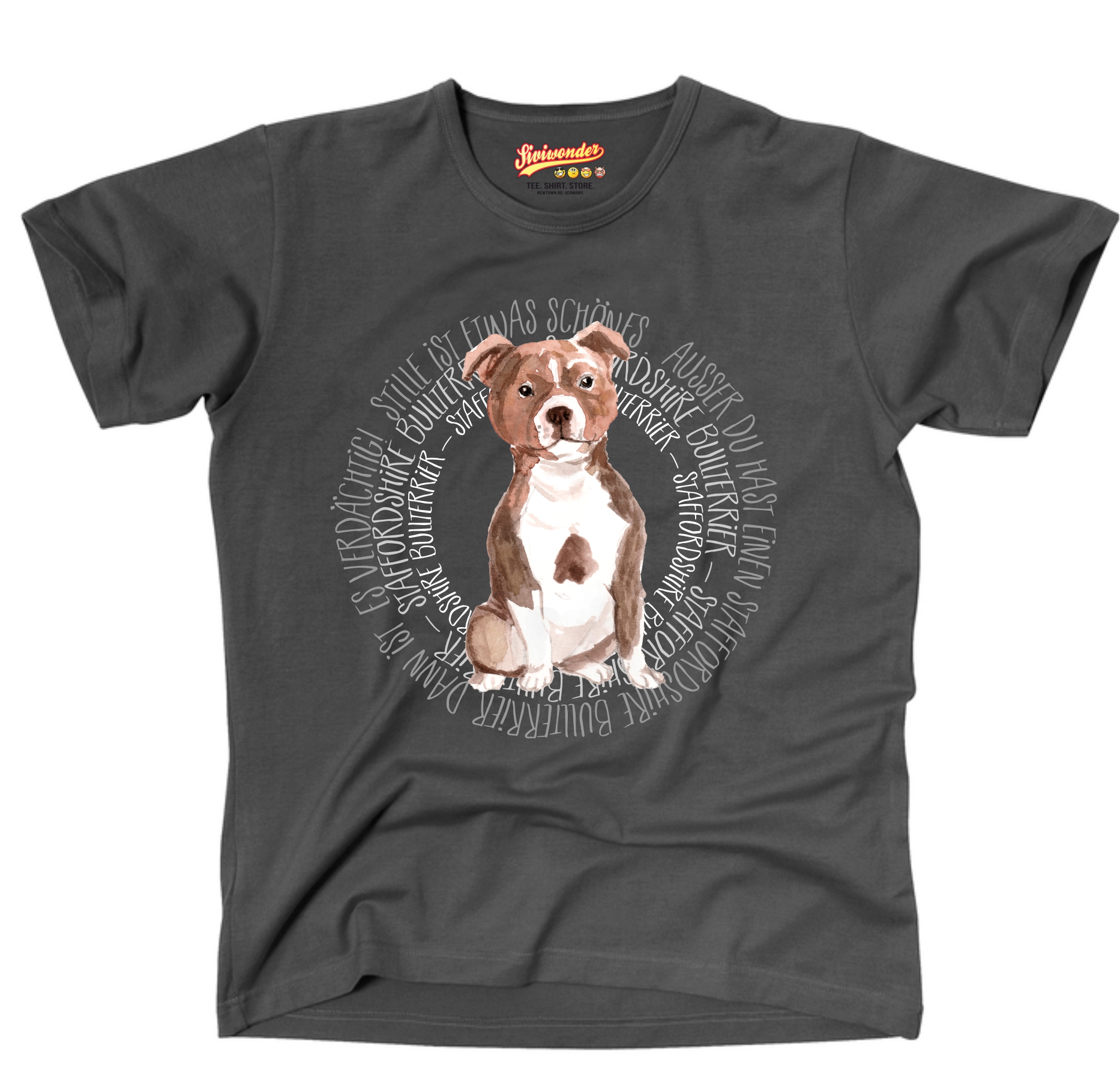 STAFFORDSHIRE BULLTERRIER UNISEX T-SHIRT CIRCLE Watercolor by SIVIWONDER