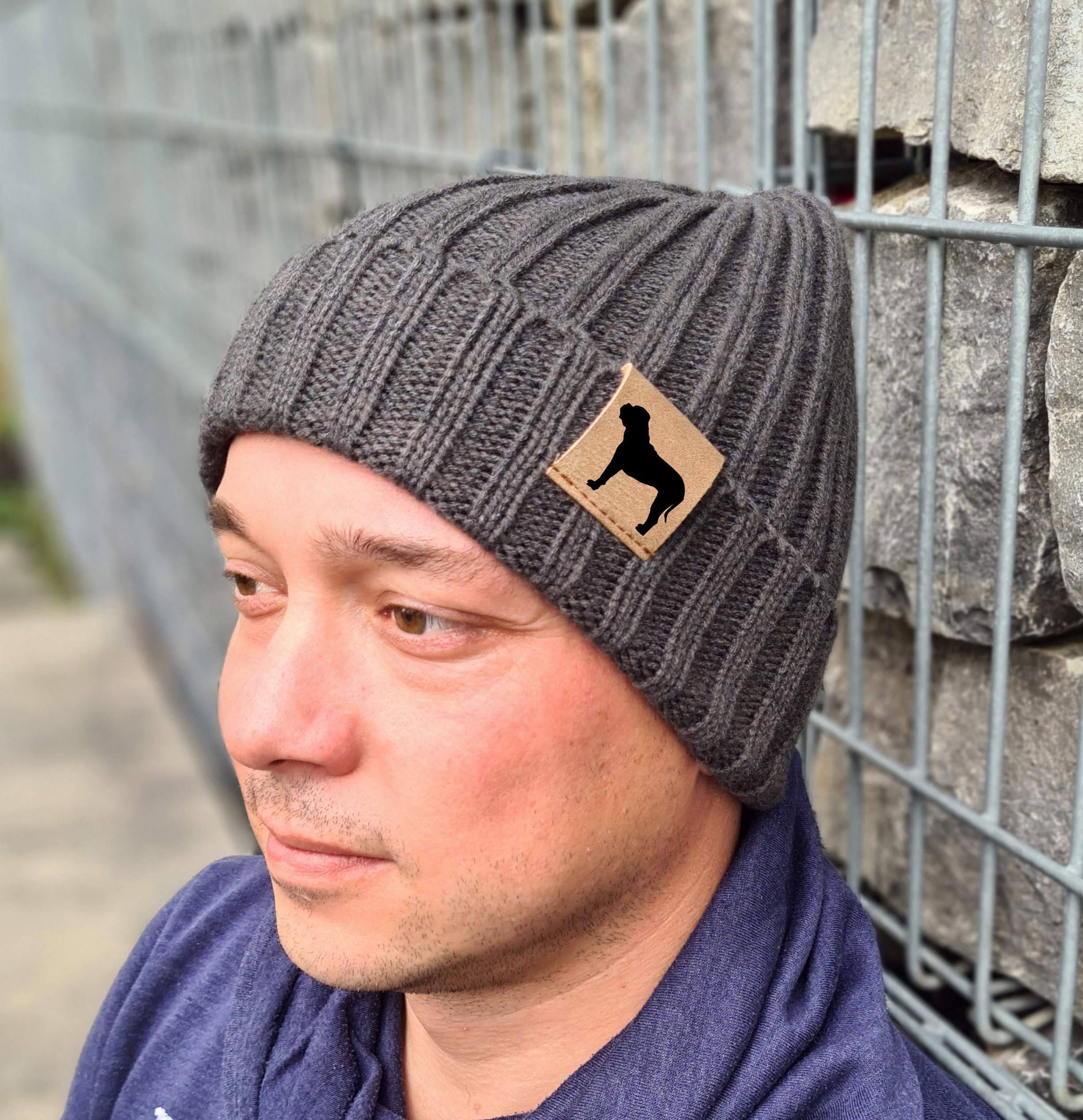 Strickmütze "Cane Corso Italiano"  Beanie Mütze Urban Witzig Spruch Warm Winter Herbst Farben