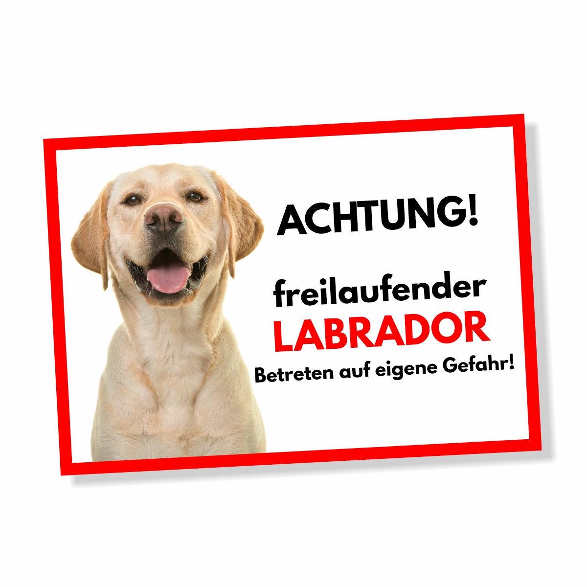 Labrador Freilaufender Hund Dog Schild Spruch Türschild Hundeschild Warnschild