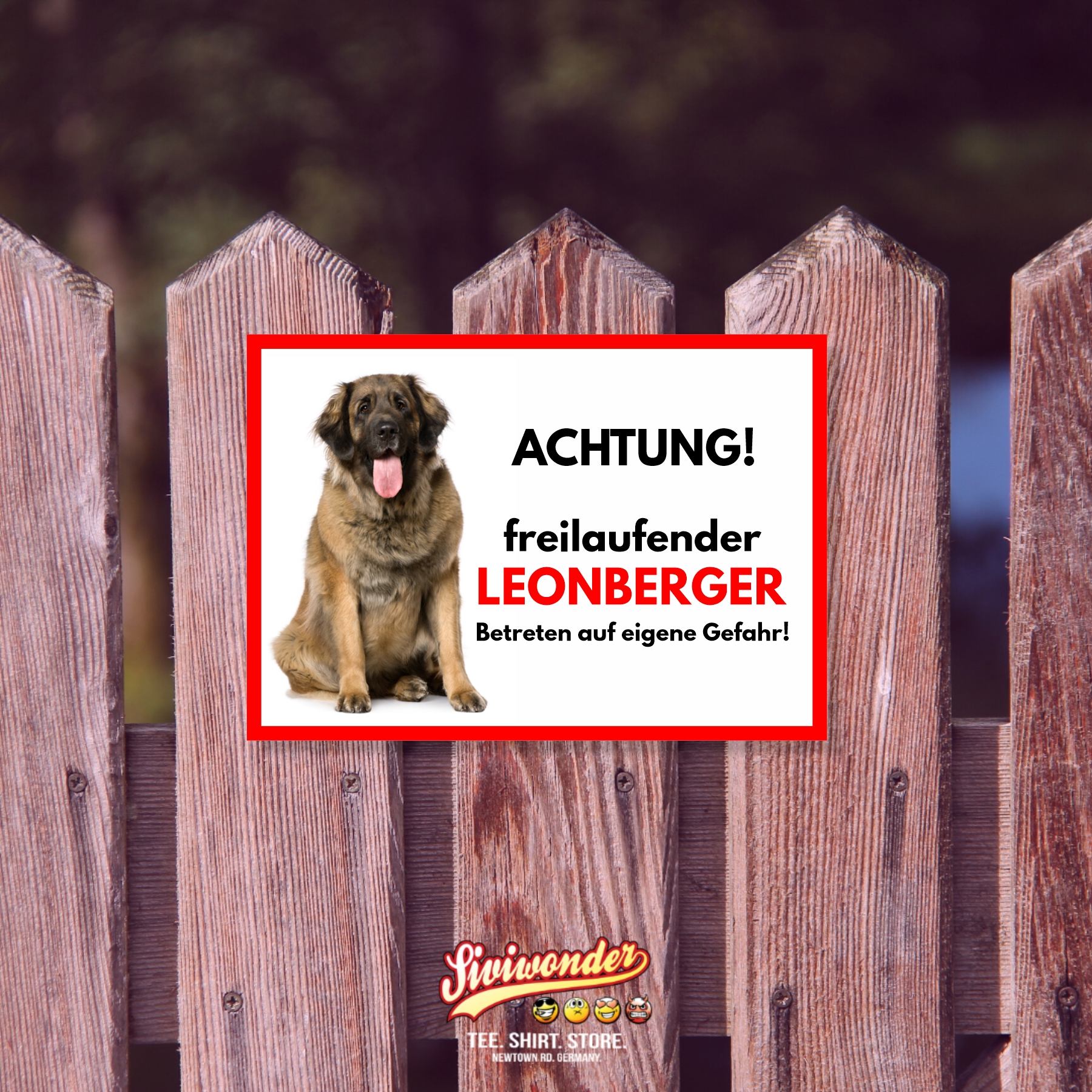 Leonberger Freilaufender Hund Dog Schild Spruch Türschild Hundeschild Warnschild