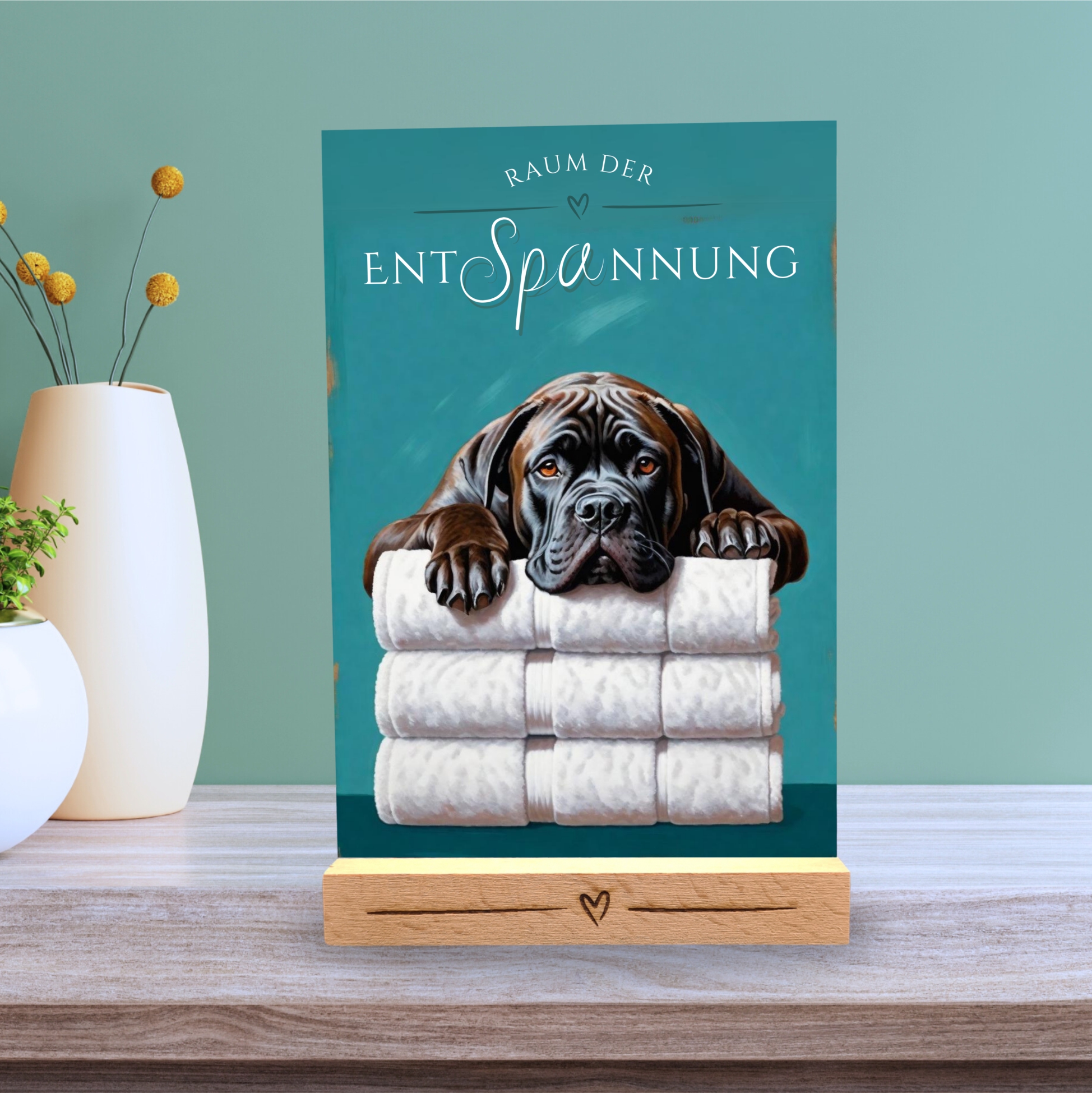 Hundeschild Deko Badezimmer Wellness Cane Corso Schild Spruch