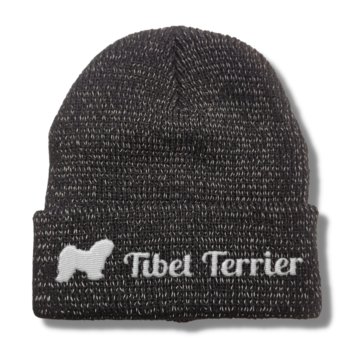 Tibet Terrier reflektierende Mütze Stickerei Hund Winter Strickmütze reflex Beanie warm kalt