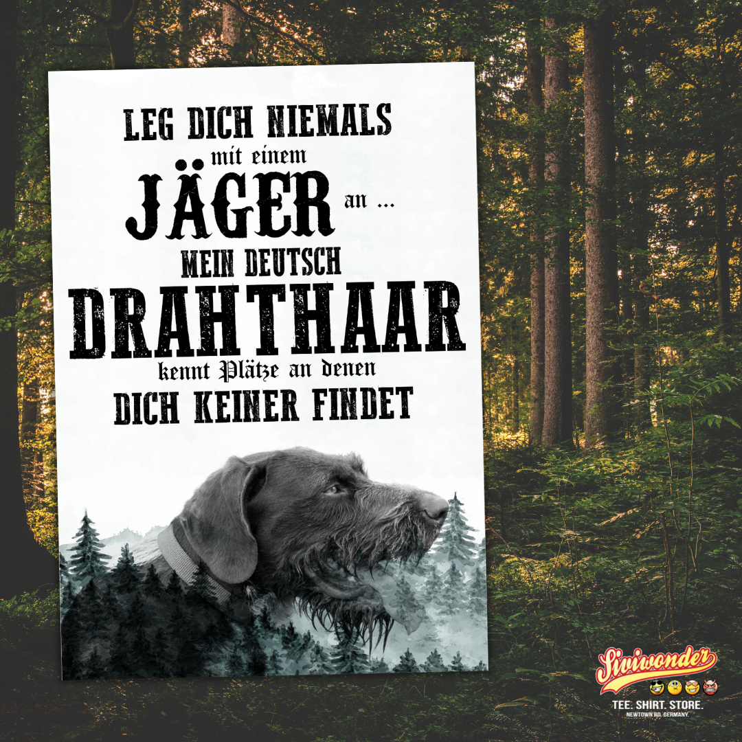 Schild DEUTSCH DRAHTHAAR Dog Hund Spruch Türschild Hundeschild Jagd Jagdhund Wall Art