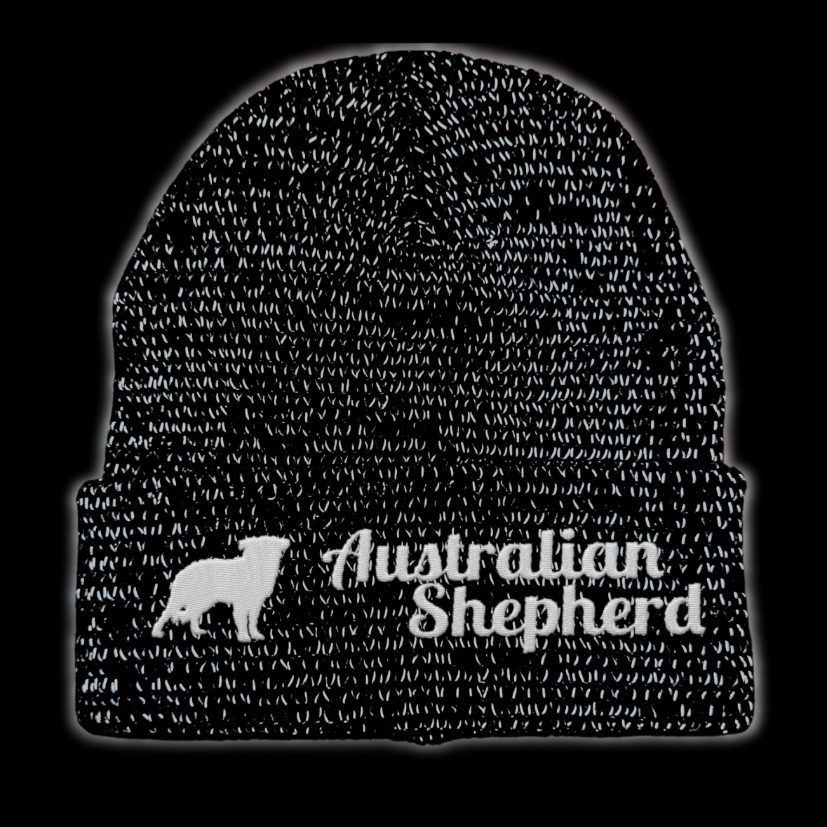 Australian Shepherd reflektierende Mütze Stickerei Hund Winter Strickmütze reflex Beanie warm