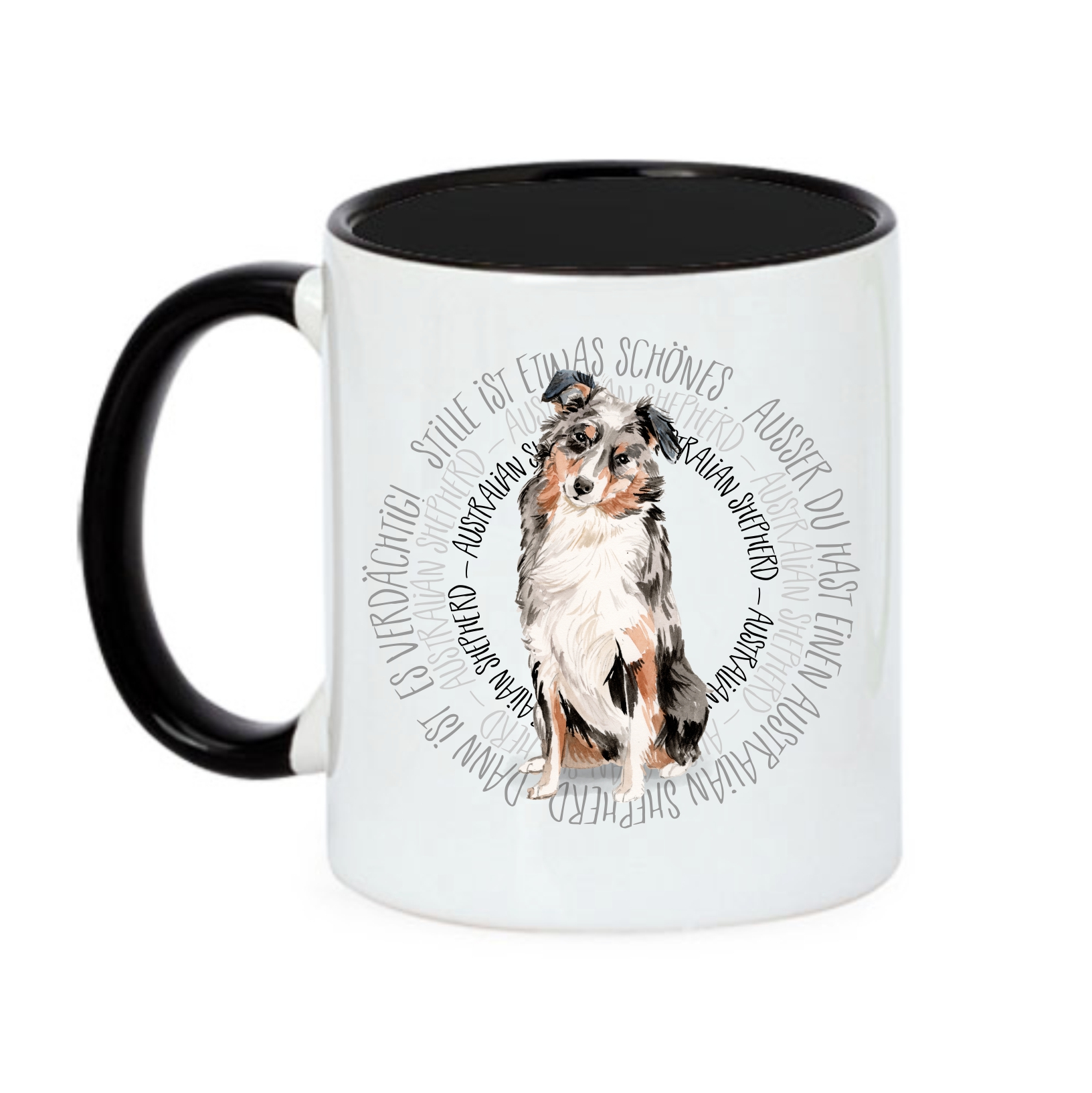 AUSTRALIAN SHEPHERD TASSE CIRCLE WATERCOLOUR Motiv by SIVIWONDER