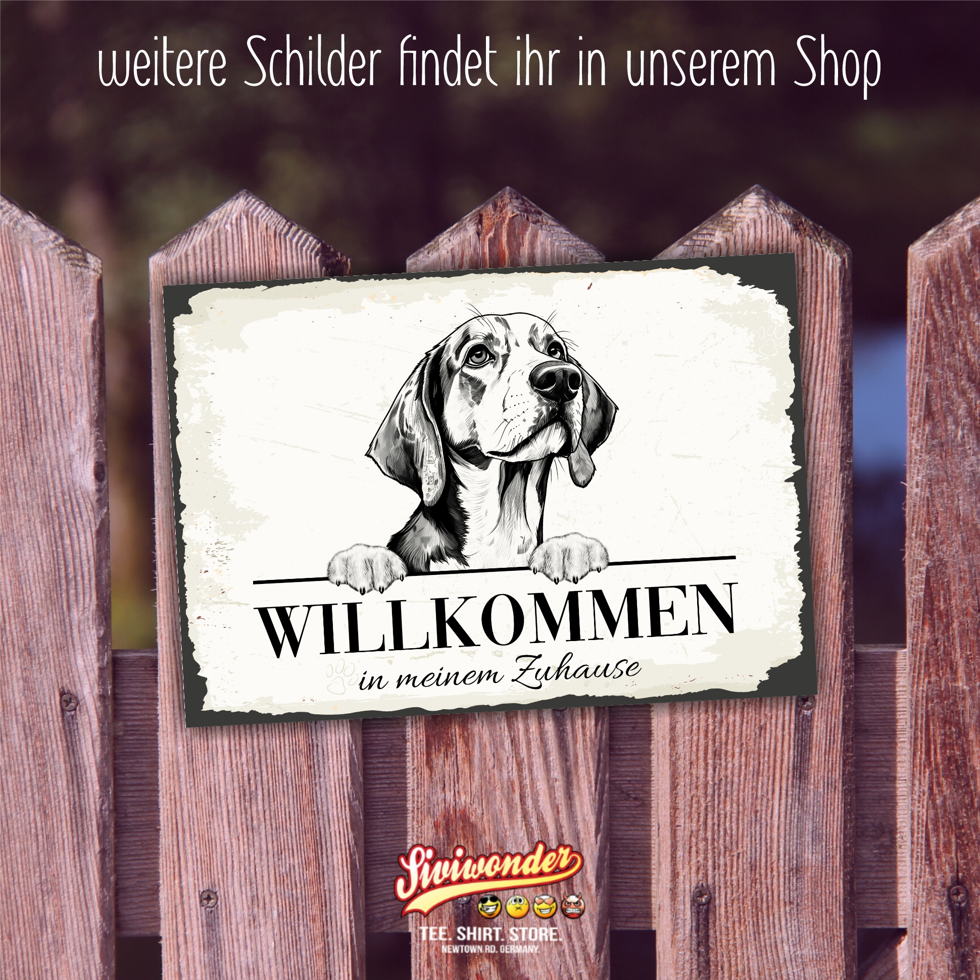 Hundeschild Willkommen Zuhause Beagle Schild Achtung Zaun Frau Spruch Türschild Hundeschild Warnschild  Design by Siviwonder