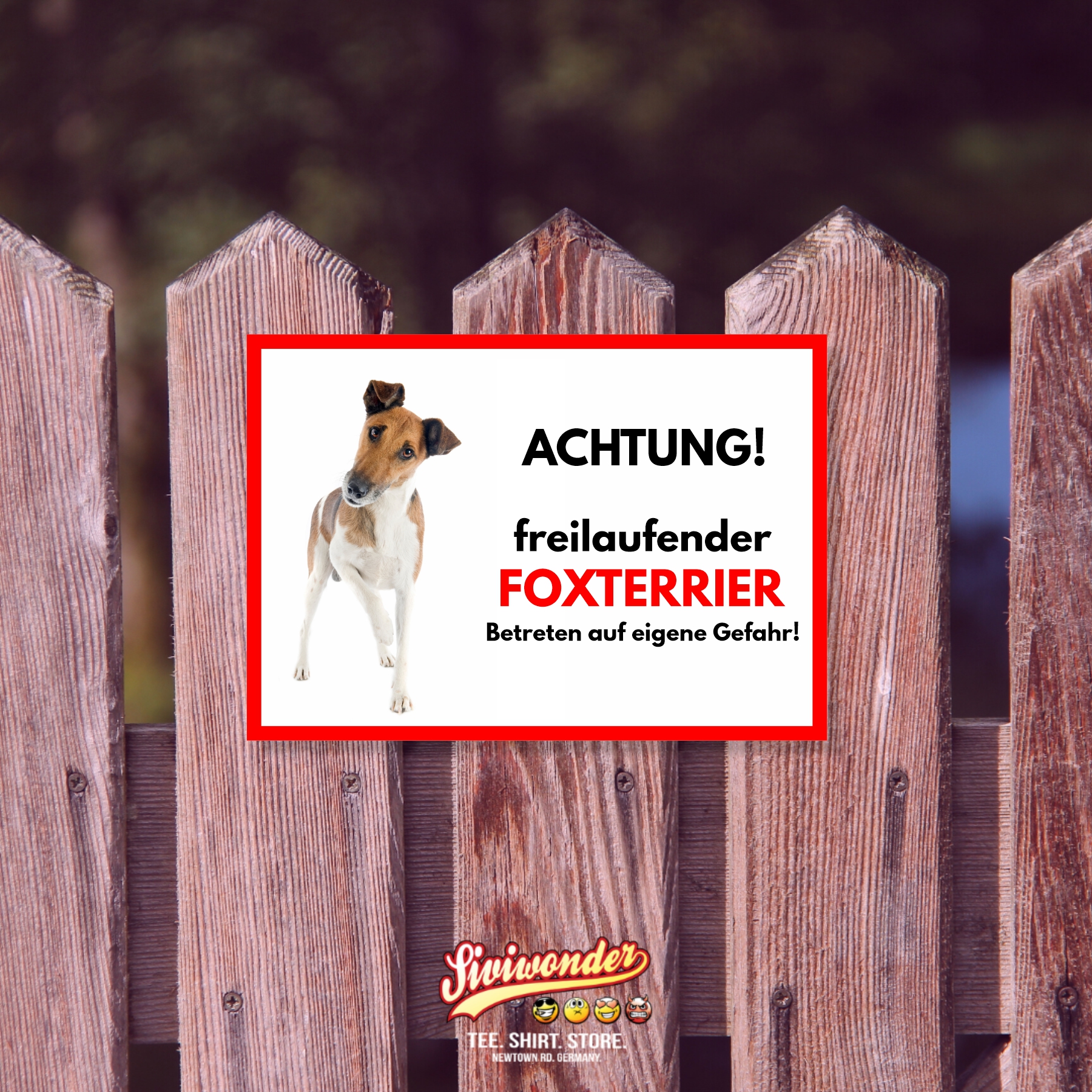 Foxterrier Freilaufender Hund Dog Schild Spruch Türschild Hundeschild Warnschild