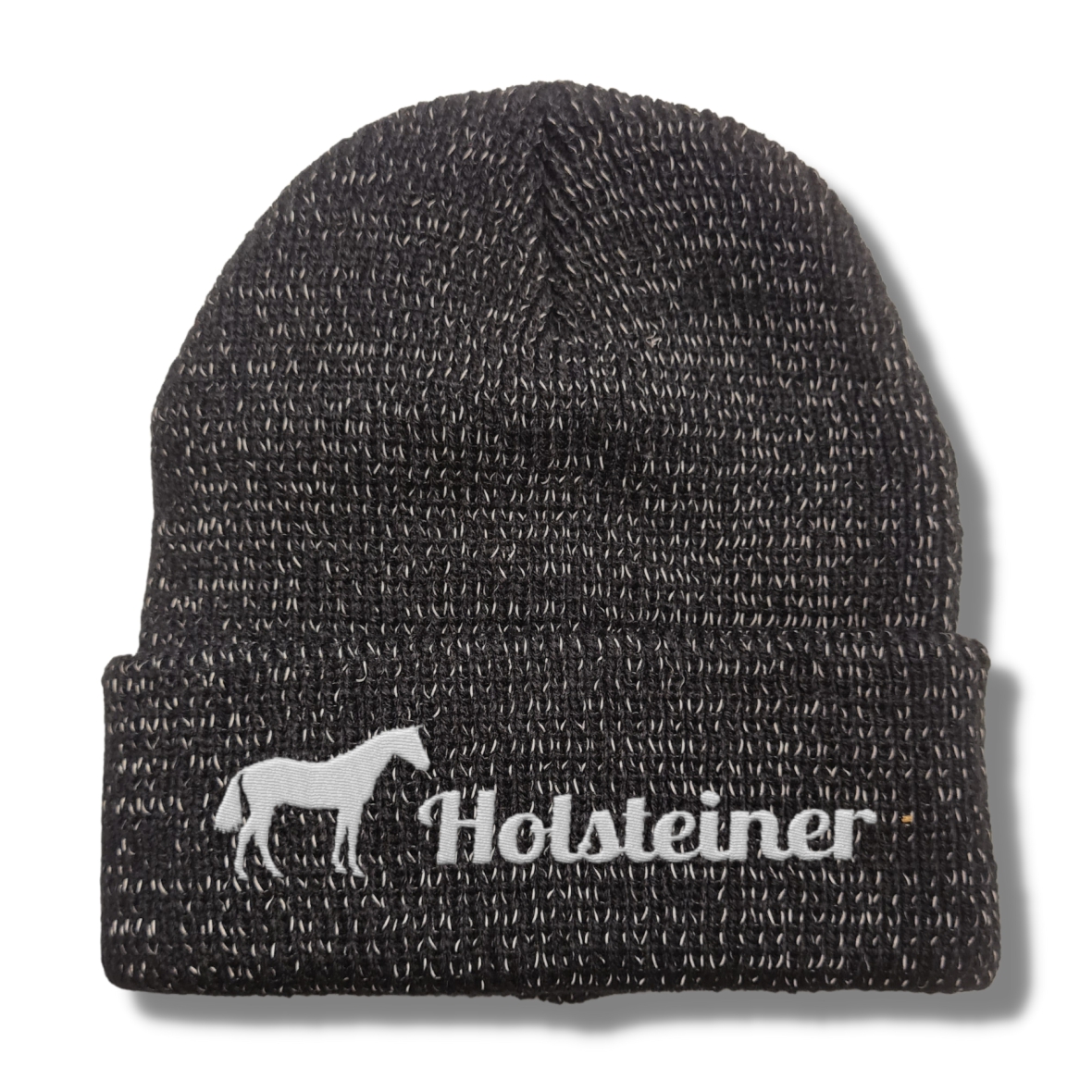 Holsteiner reflektierende Mütze Stickerei Pferd Winter Strickmütze reflex Beanie warm
