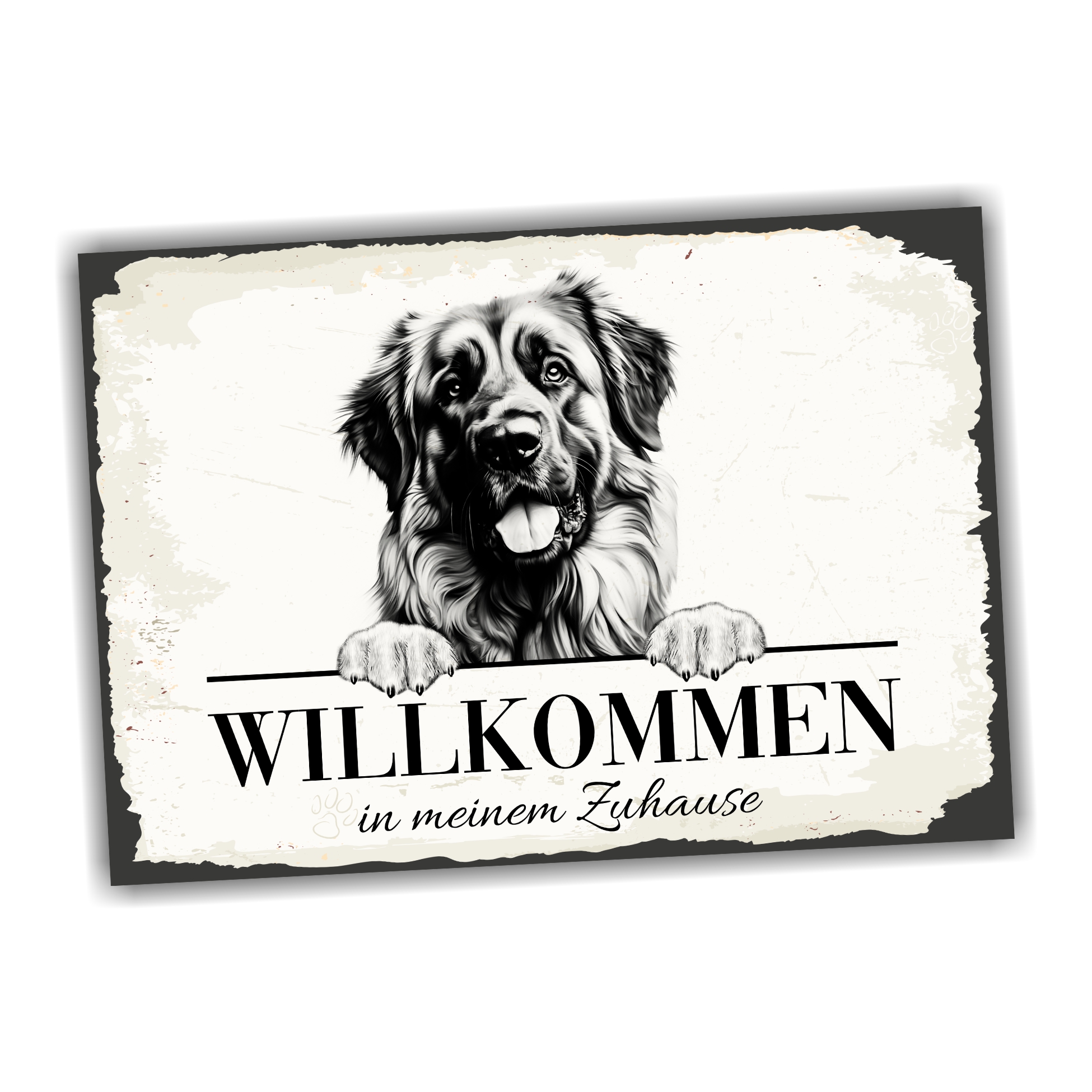 Hundeschild Willkommen Zuhause  Leonberger Leo Schild Achtung Spruch
