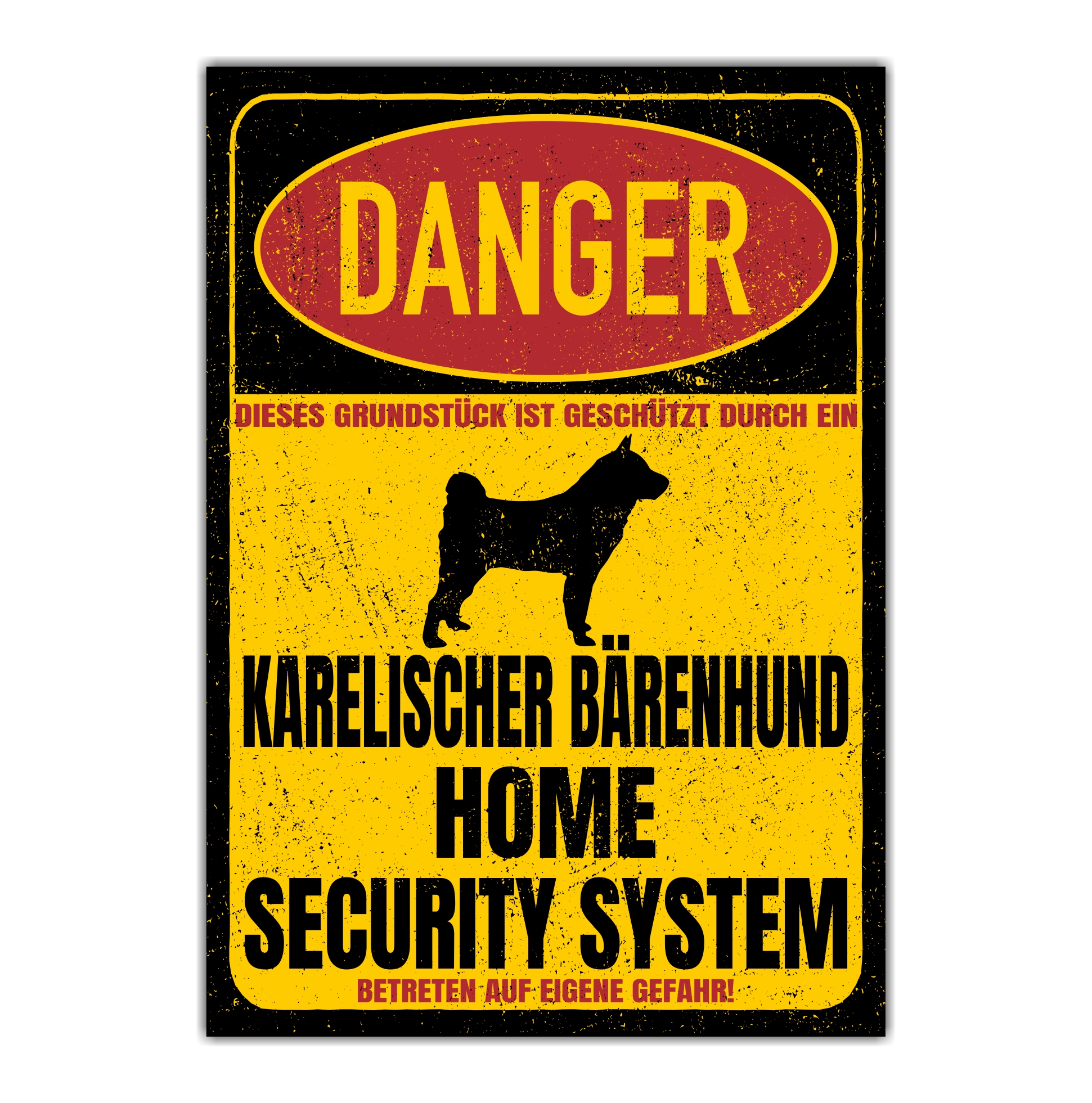 Karelischer Bärenhund Björnhund Dog Türschild Danger Security System Warnschild Hund Schilder Hundeschild