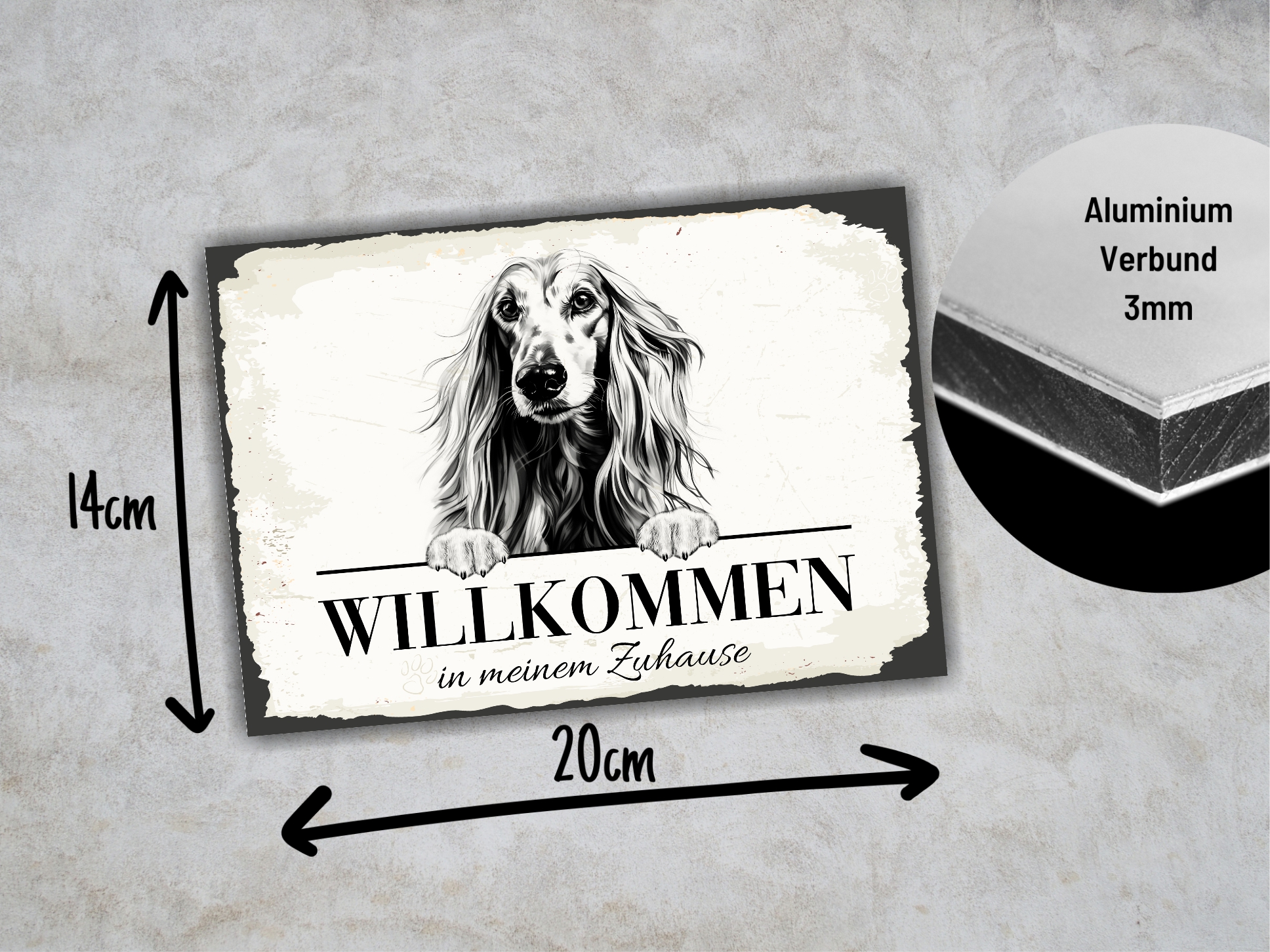 Hundeschild Willkommen Zuhause Afghane Schild Achtung