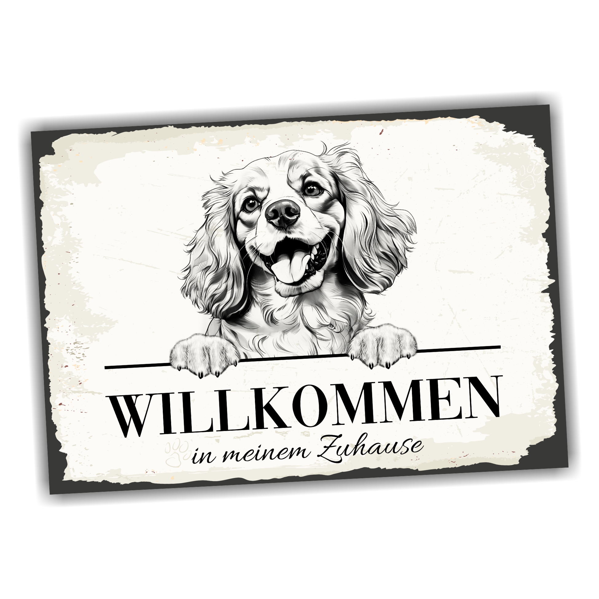 Hundeschild Willkommen Zuhause Cavalier King Charles Spaniel  Schild Achtung