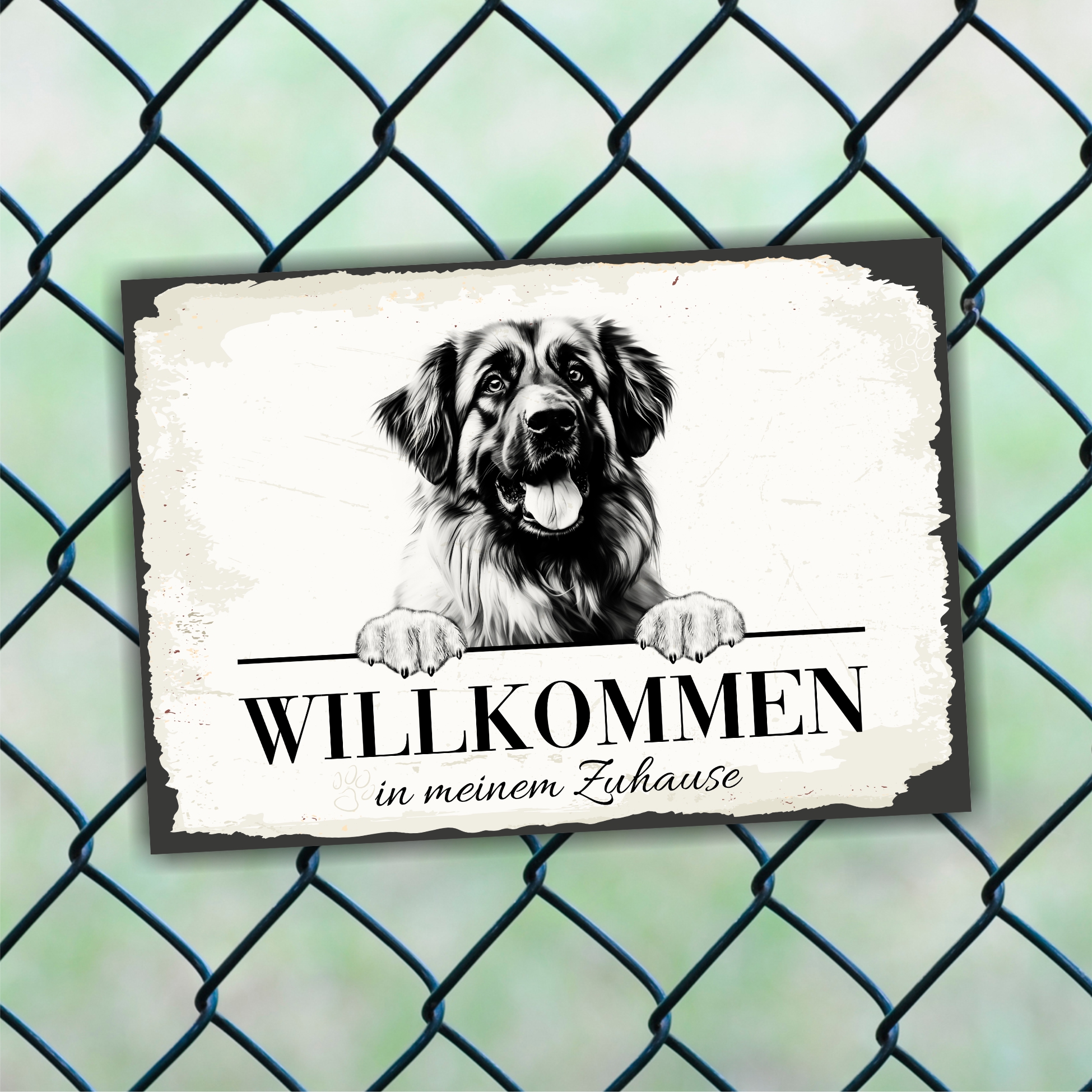 Hundeschild Willkommen Zuhause  Leonberger Leo Schild Achtung Spruch
