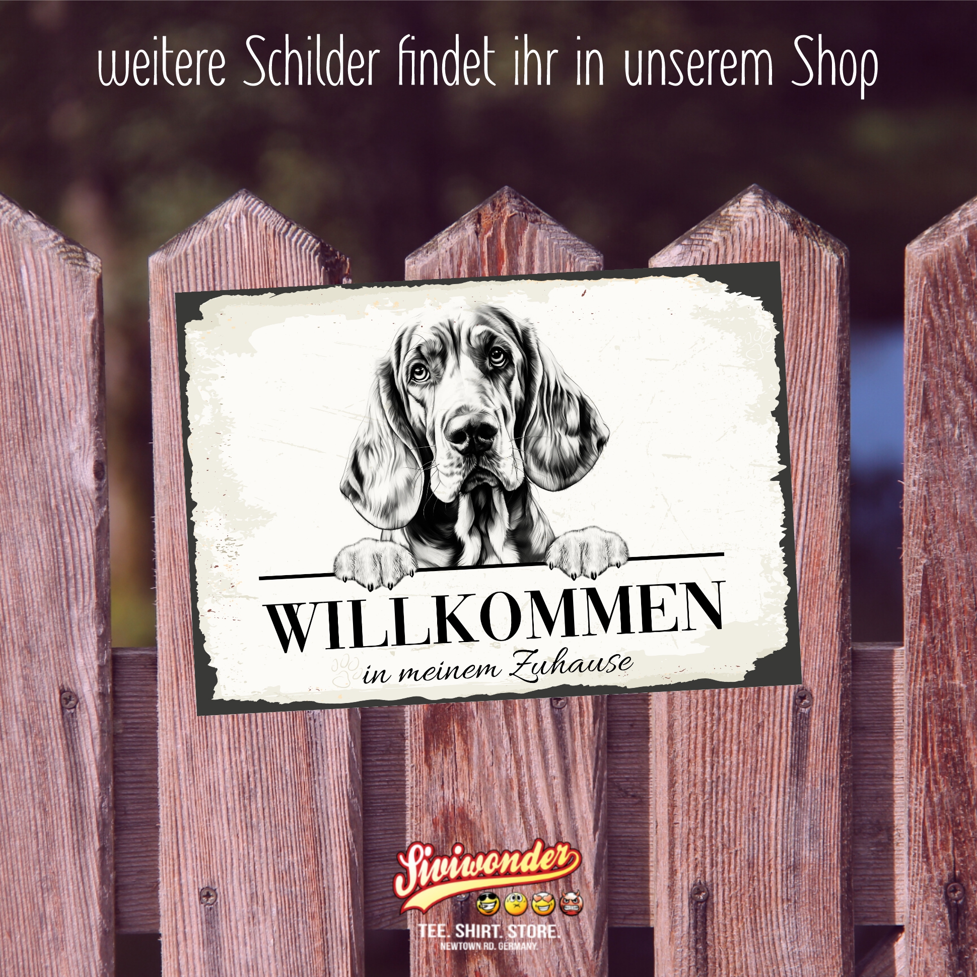 Hundeschild Willkommen Zuhause Bloodhound Bluthund Schild Achtung