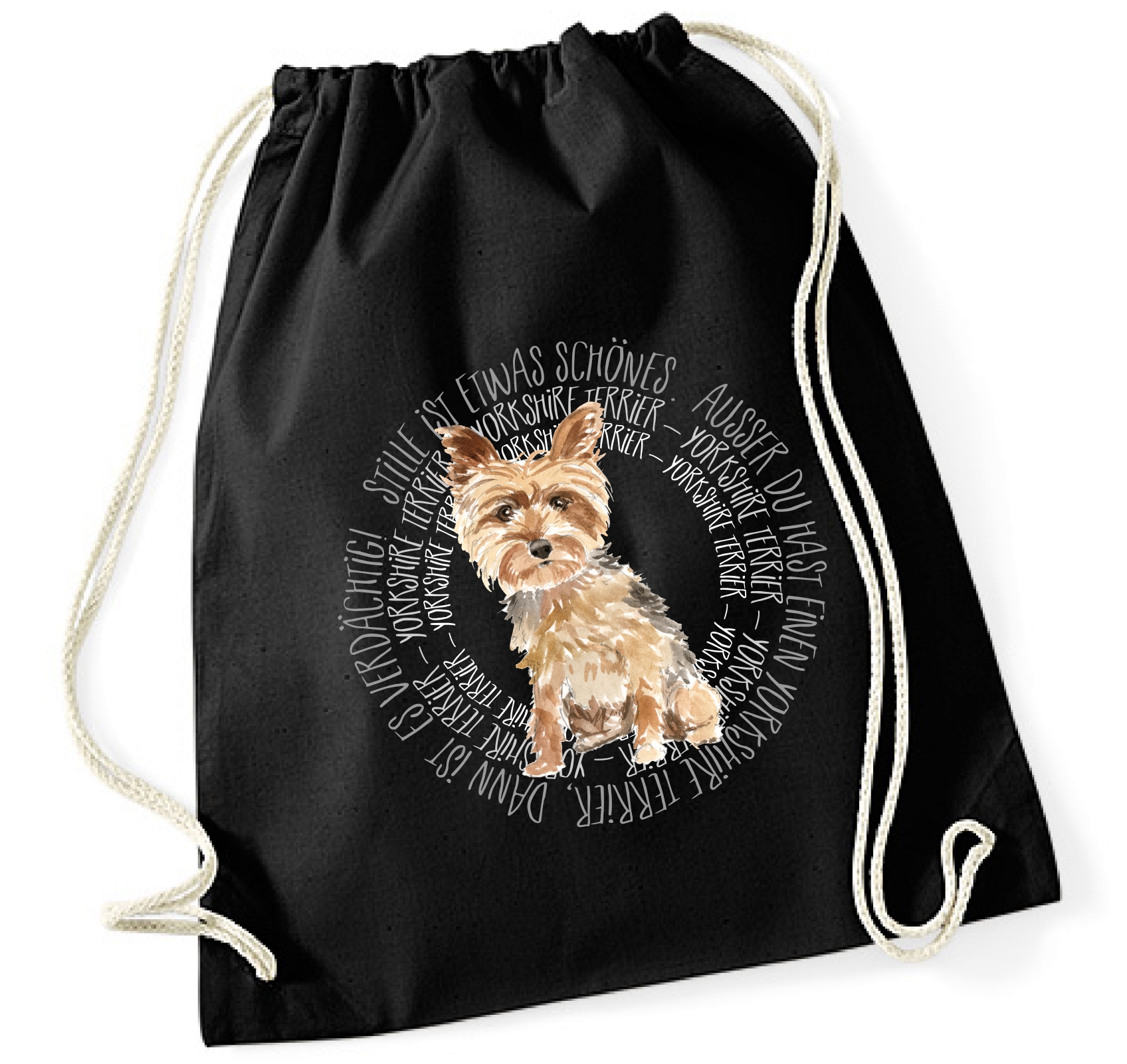 YORKSHIRE TERRIER TURNBEUTEL CIRCLE Watercolor by SIVIWONDER