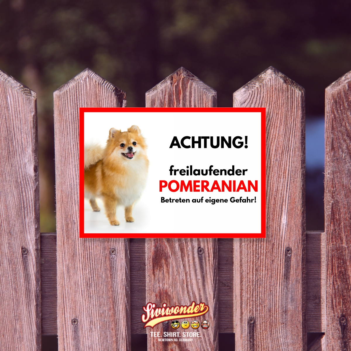 Pomeranian Freilaufender Hund Dog Schild Spruch Türschild Hundeschild Warnschild