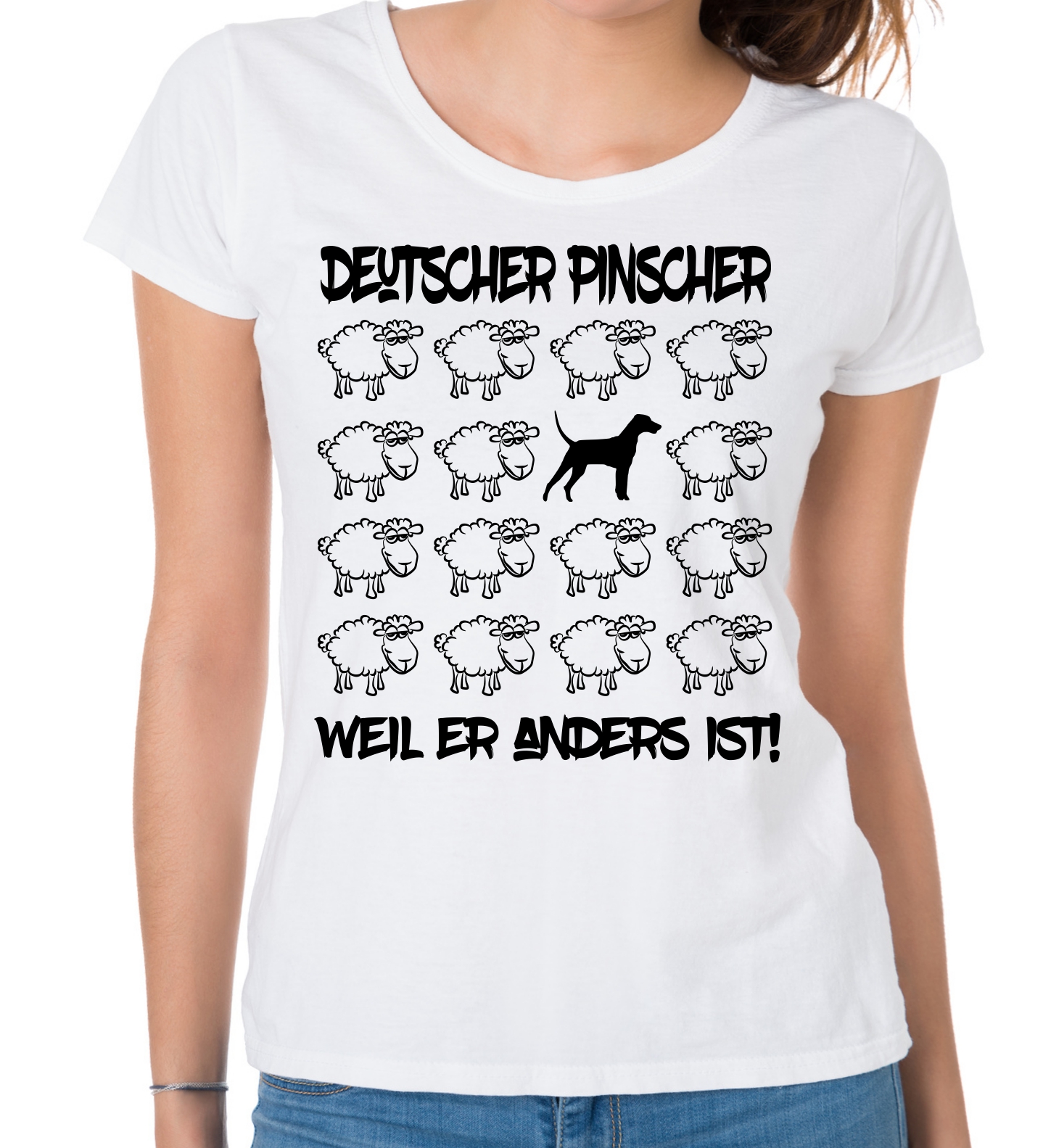 DEUTSCHER PINSCHER DAMEN T-SHIRT BLACK SHEEP by SIVIWONDER
