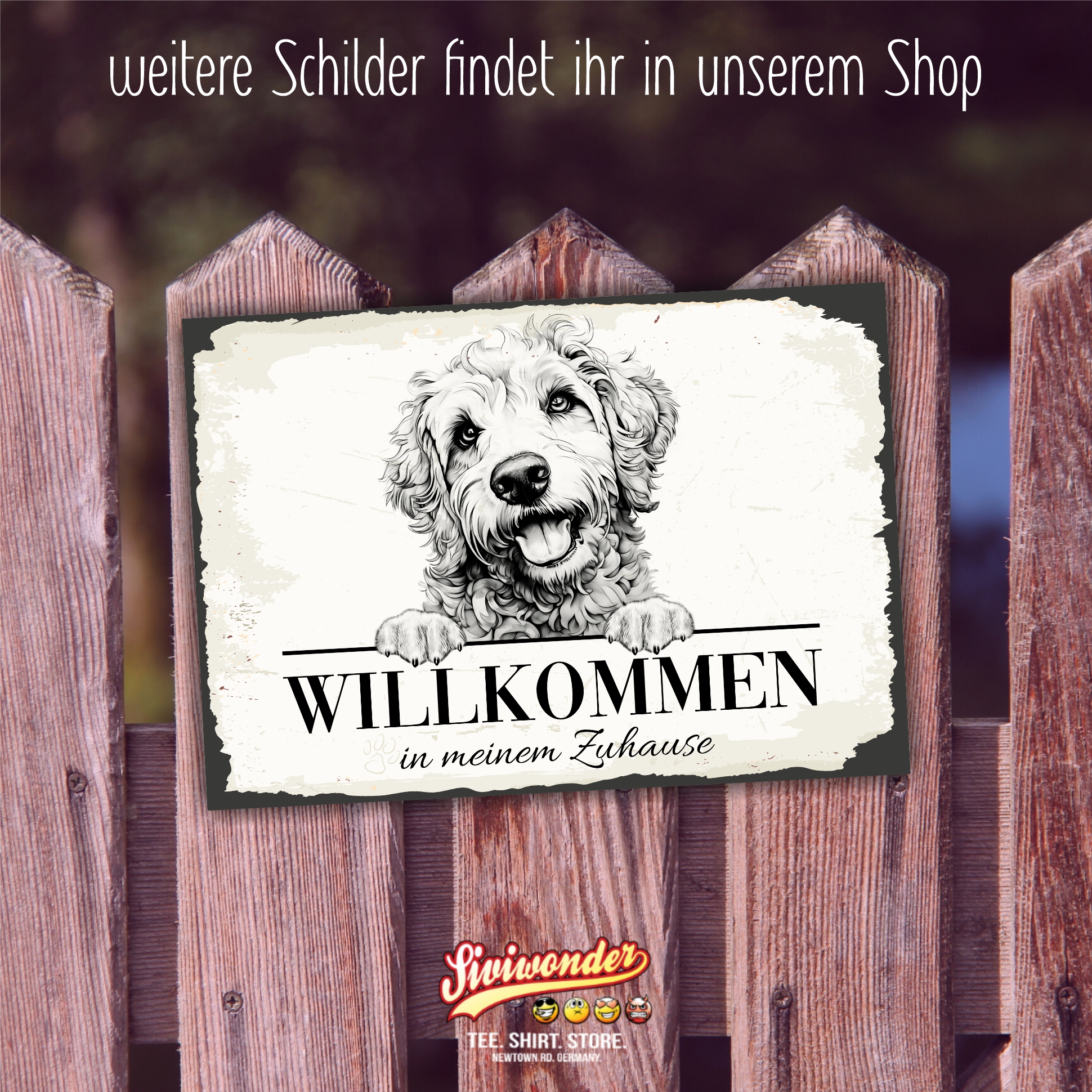 Hundeschild Willkommen Zuhause Labradoodle  Doodle Schild