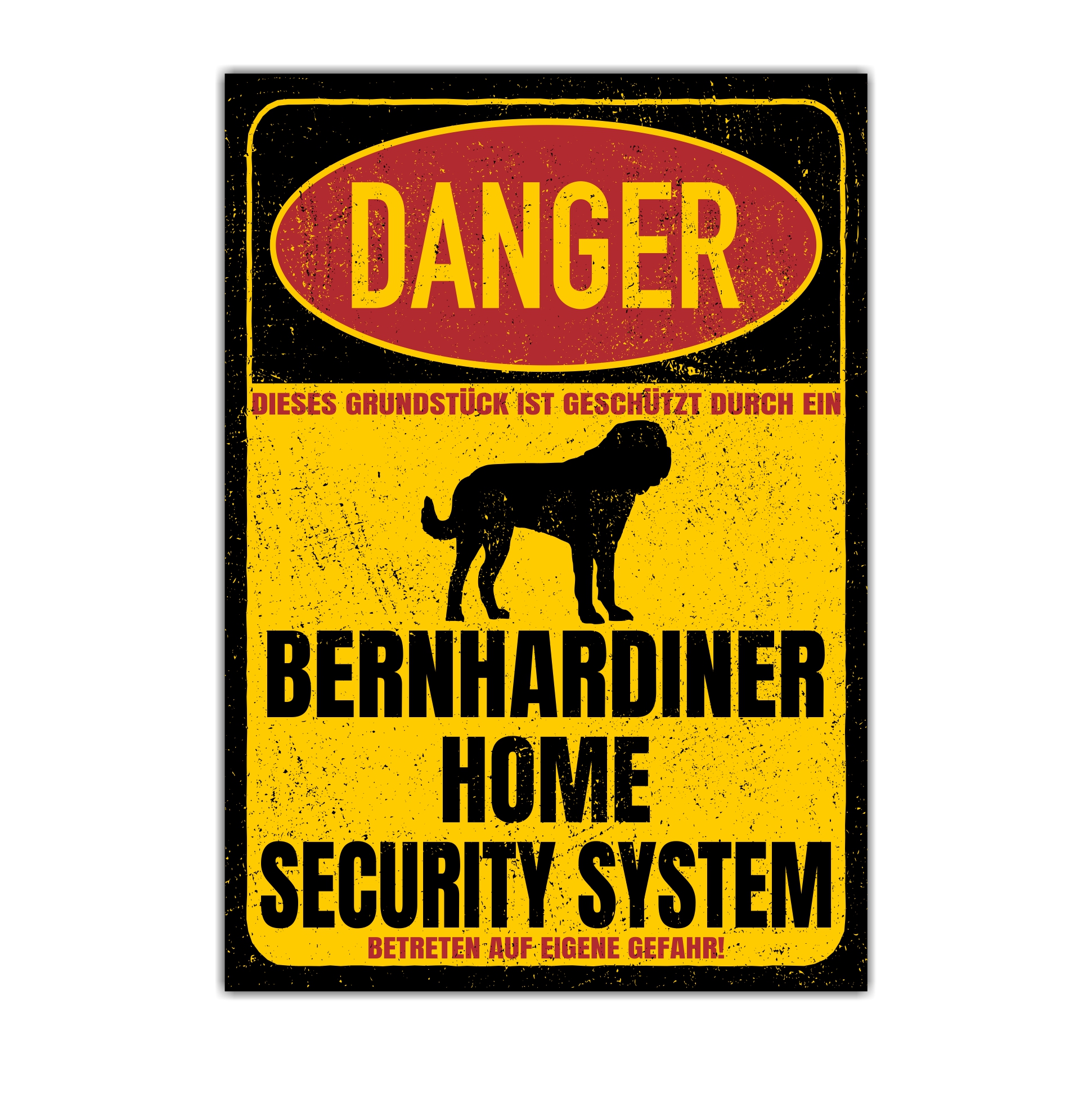 Bernhardiner Fass St. Bernhardshund Dog Türschild Danger Security System Warnschild Hund Schilder Hundeschild happy Design by Siviwonder