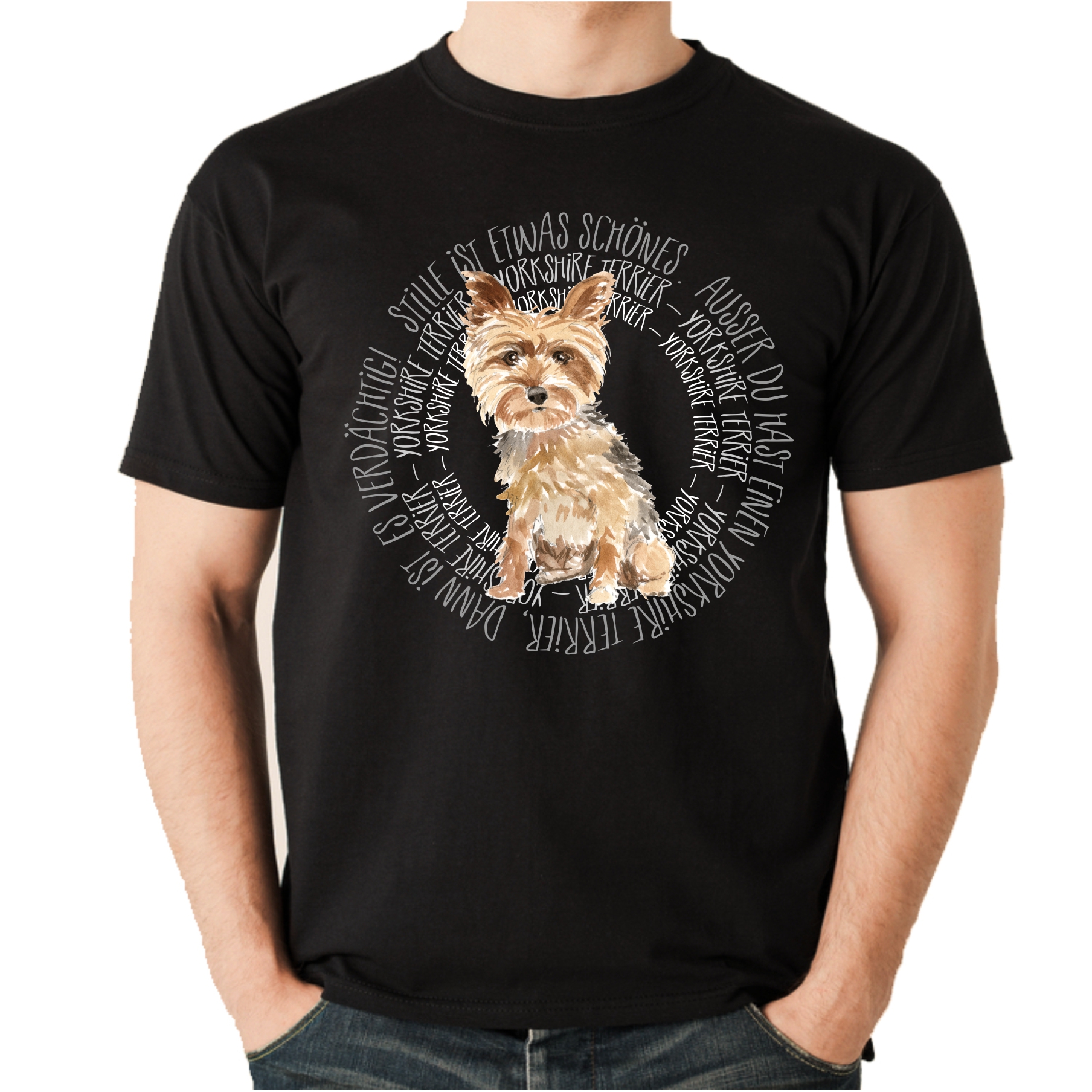 YORKSHIRE TERRIER UNISEX T-SHIRT CIRCLE Watercolor by SIVIWONDER