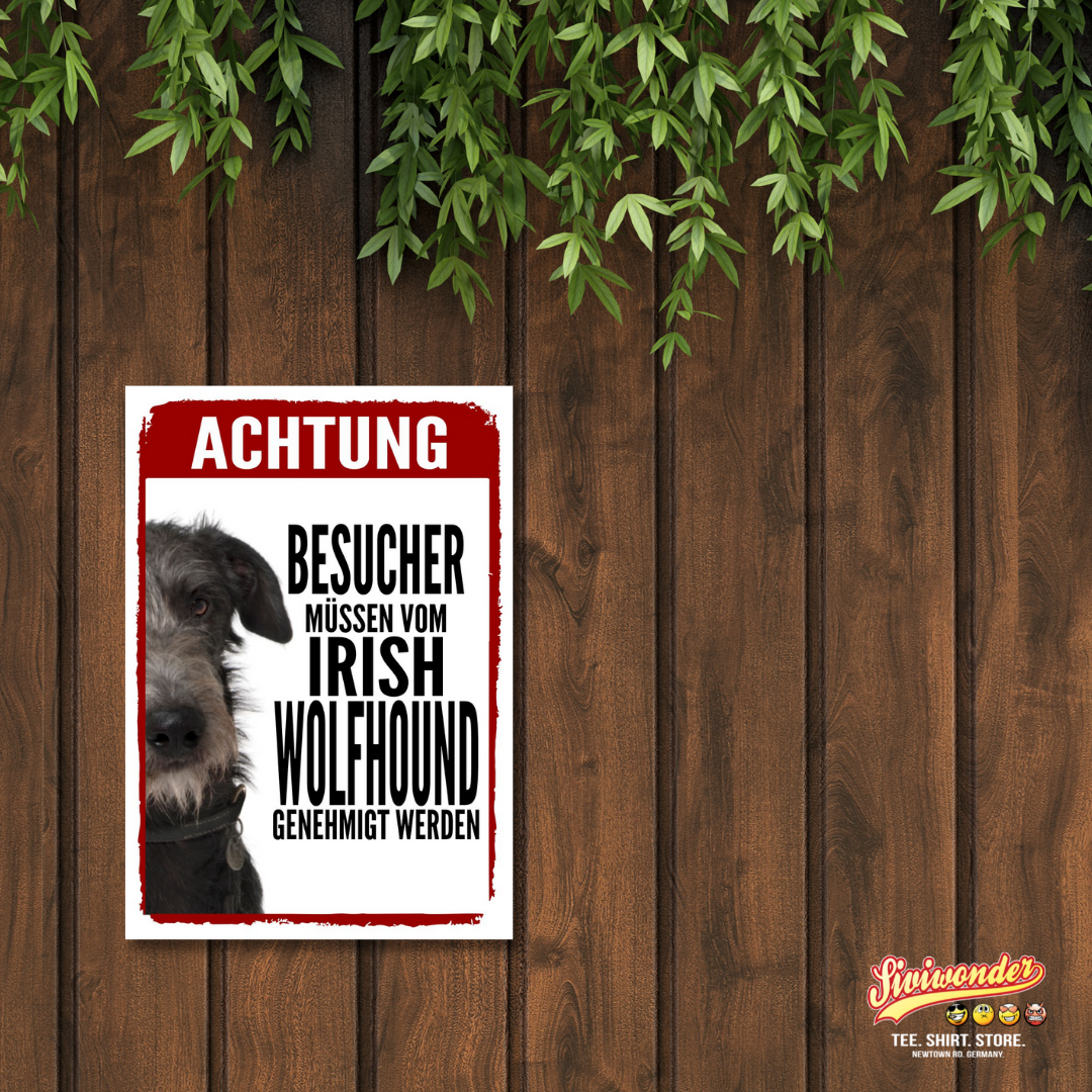 Irish Wolfhound Genehmigung Dog Schild Spruch Türschild Hundeschild Warnschild