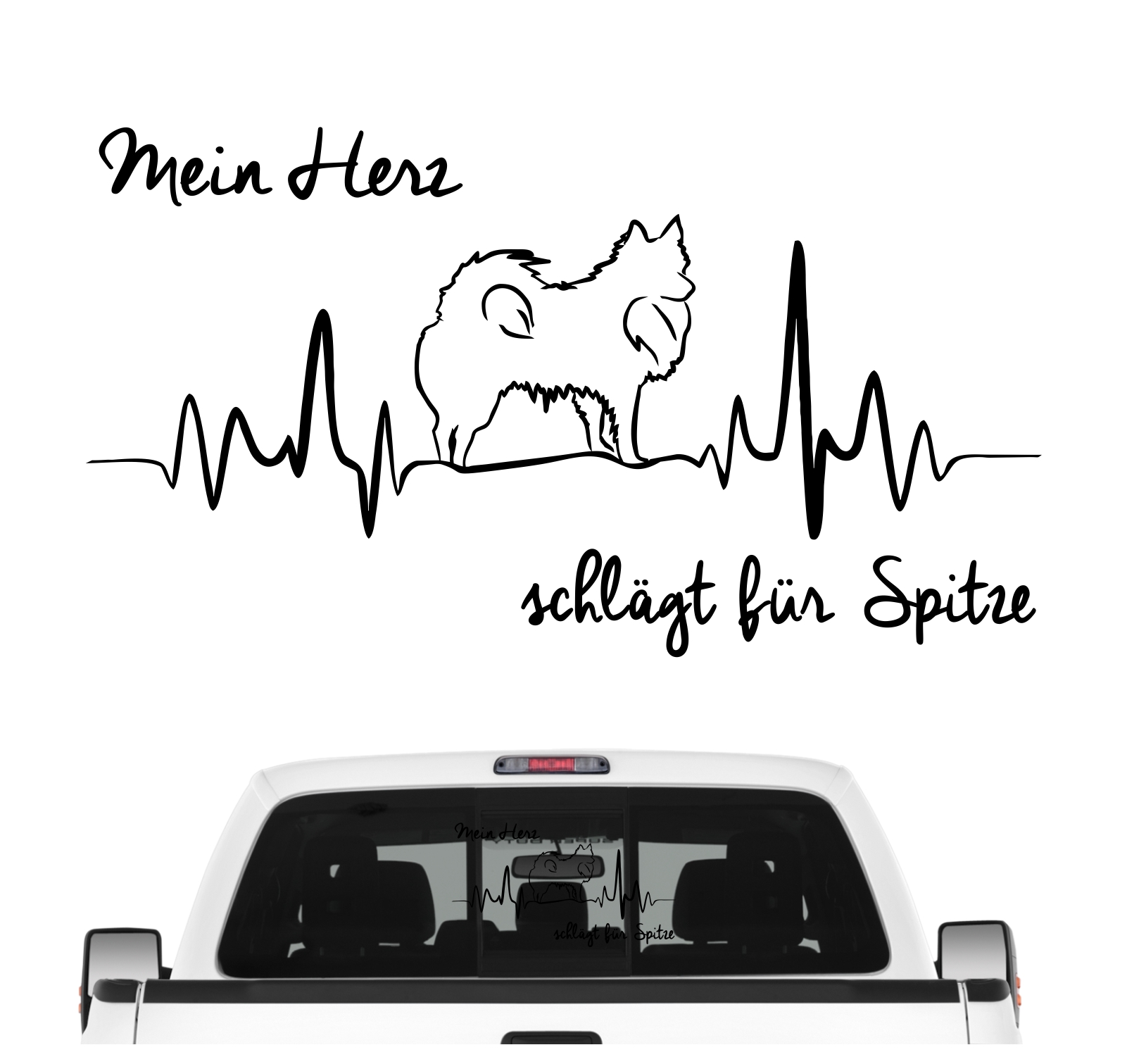 Spitz Spitze deutsche Aufkleber Auto Herz Heartbeat Hundeaufkleber Hunde Folie