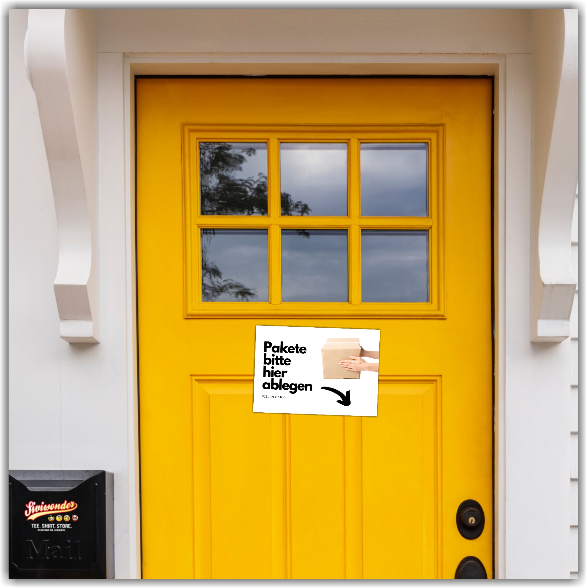 Pakete bitte hier ablegen Schild  Versand - Abstellgenehmigung - Ablageort - Garage Spruch Türschild Warnschild Metallschild Ocean Sea