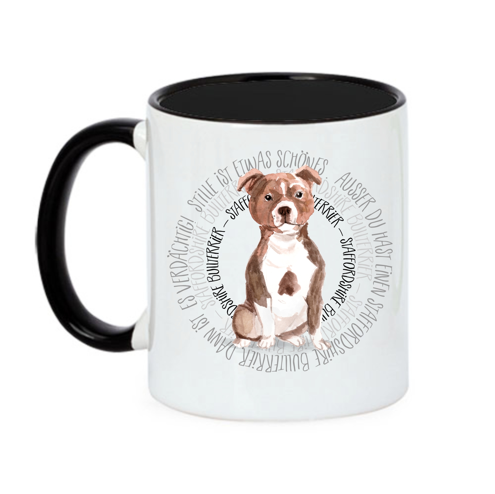 STAFFORDSHIRE BULLTERRIER TASSE CIRCLE WATERCOLOUR Motiv by SIVIWONDER