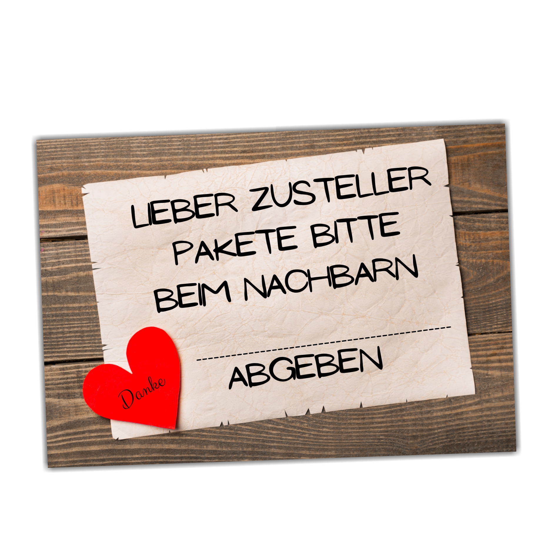 Pakete bitte beim Nachbarn .......... abgeben Schild  Herz Versand - Abstellgenehmigung - Ablageort - GarageSpruch Türschild Warnschild Metallschild