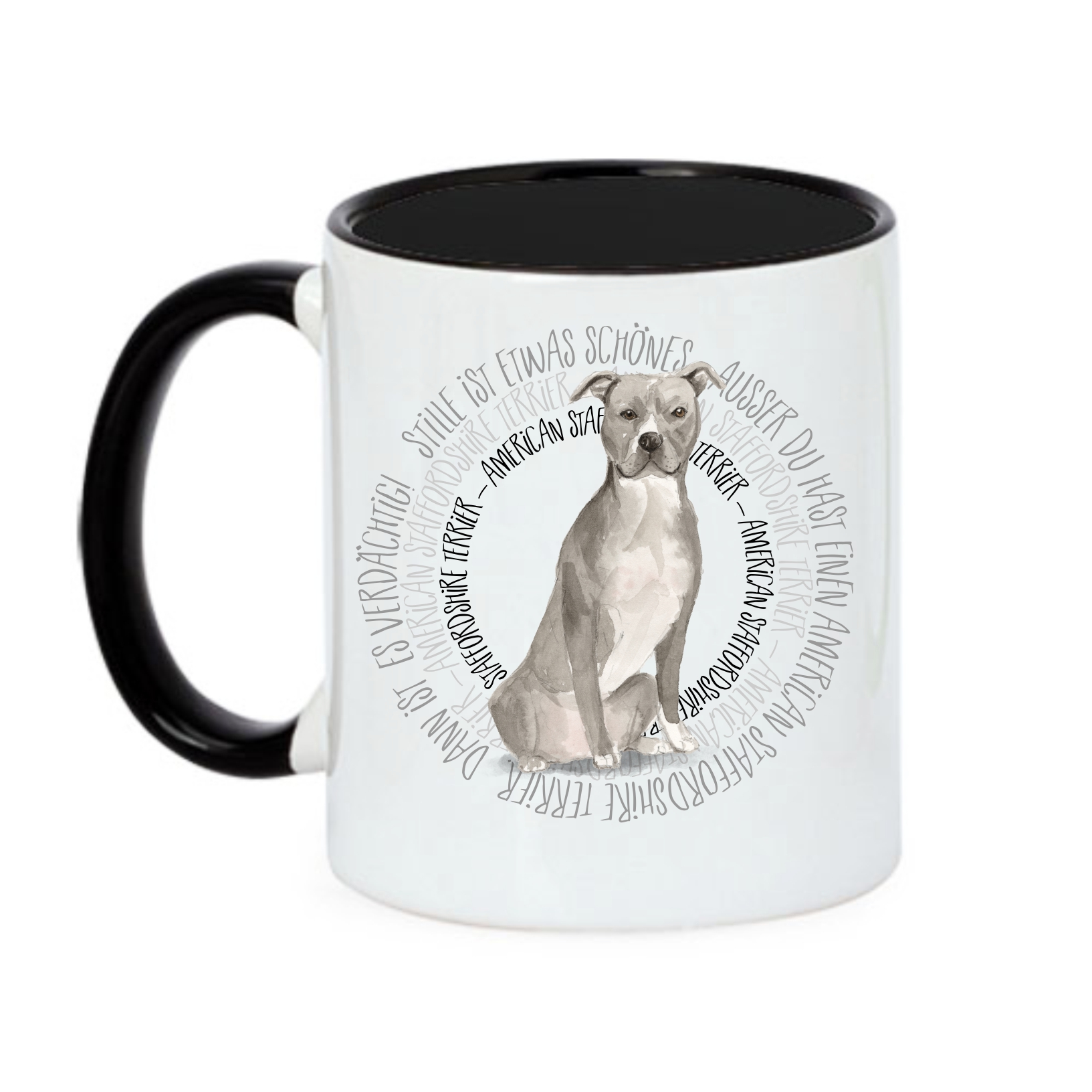 AMERICAN STAFFORDSHIRE TASSE CIRCLE WATERCOLOUR Motiv by SIVIWONDER