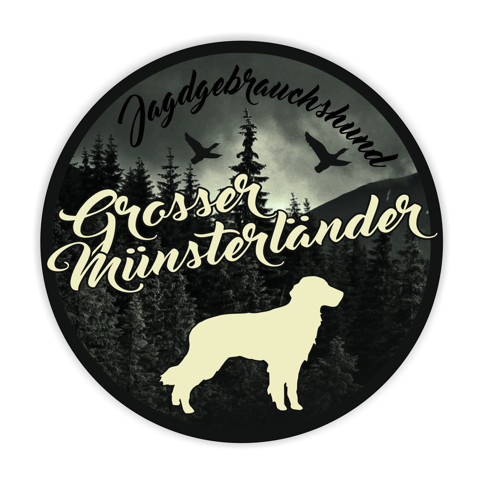 Münsterländer großer Munsterlander Vorstehhund  Munster Jäger Jagdhund Aufkleber Digitaldruck Motiv