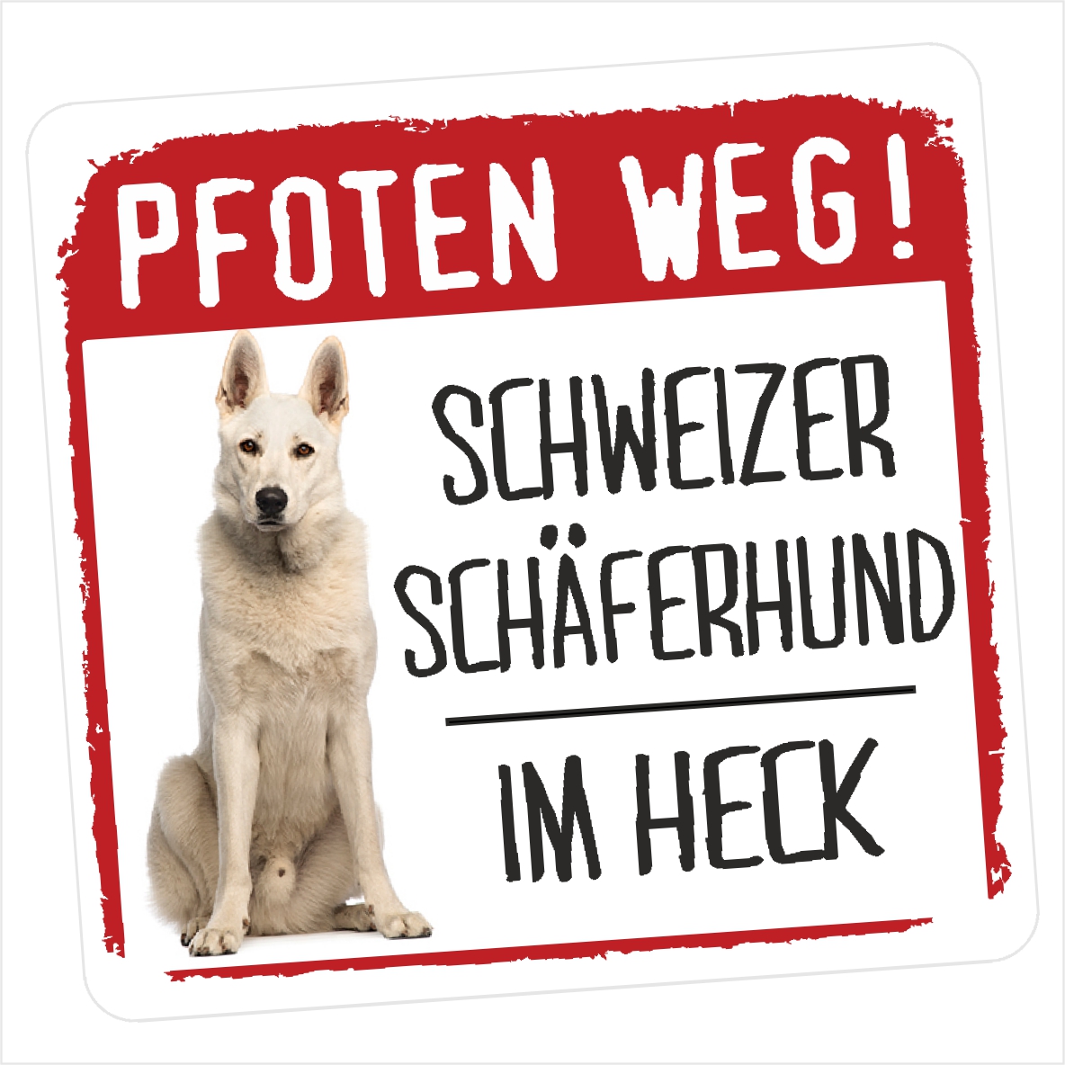 Schweizer Schäferhund weißer Berger Blanc Suisse Dog Pfoten weg  Aufkleber Digitaldruck Motiv by SIVIWONDER