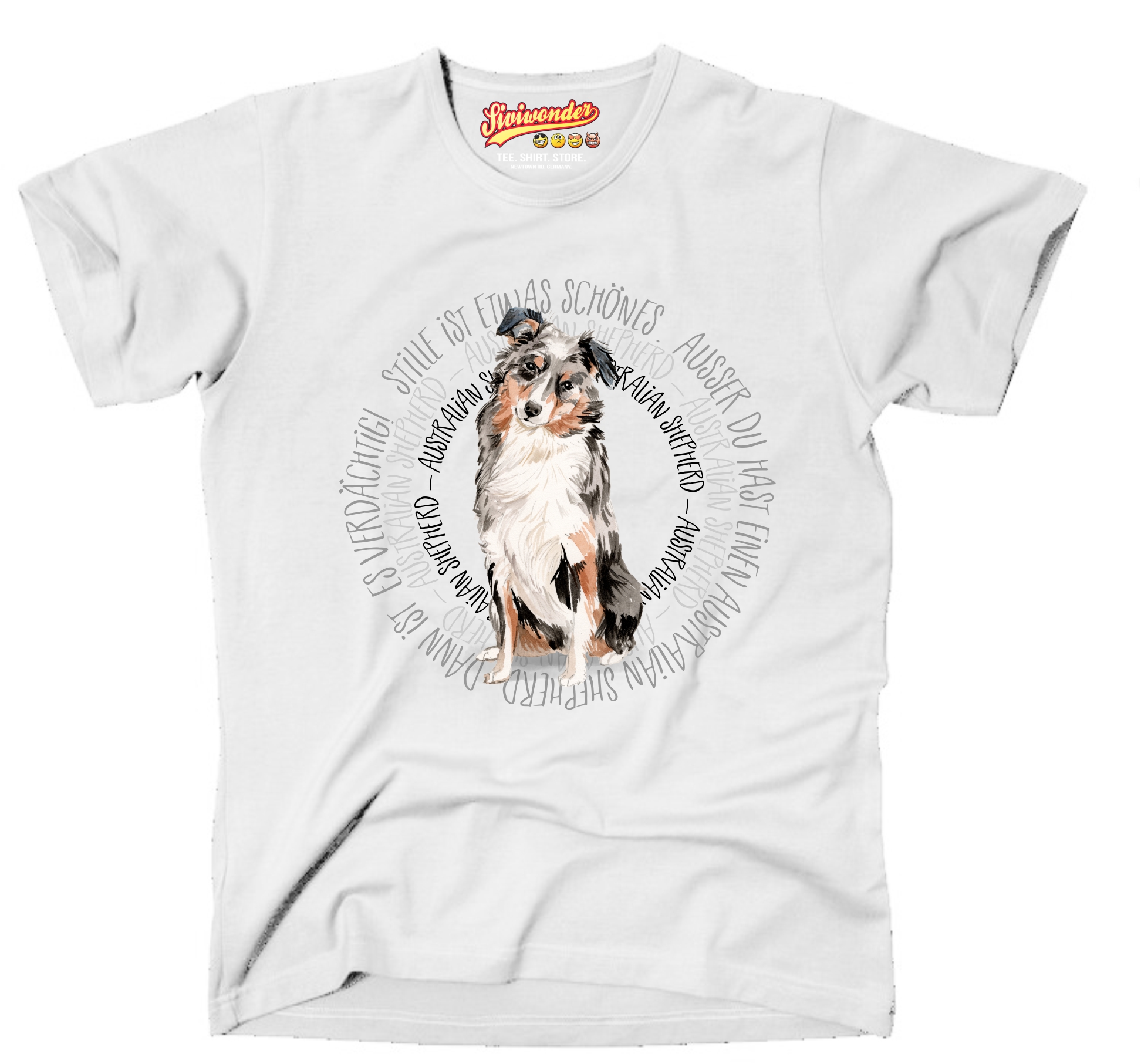 AUSTRALIAN SHEPHERD UNISEX T-SHIRT CIRCLE Watercolor by SIVIWONDER